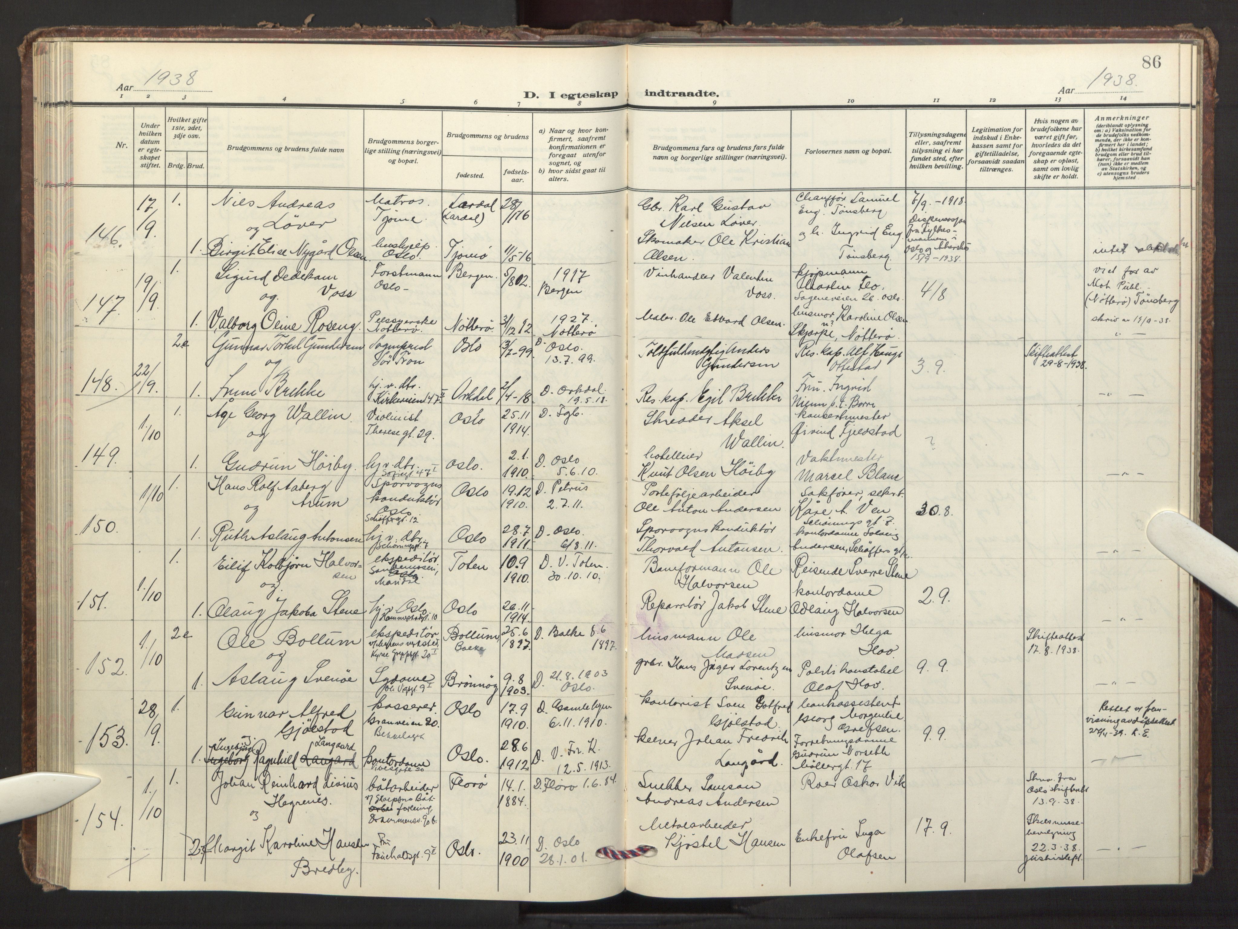 Fagerborg prestekontor Kirkebøker, AV/SAO-A-10844/F/Fa/L0009: Parish register (official) no. 9, 1934-1945, p. 86