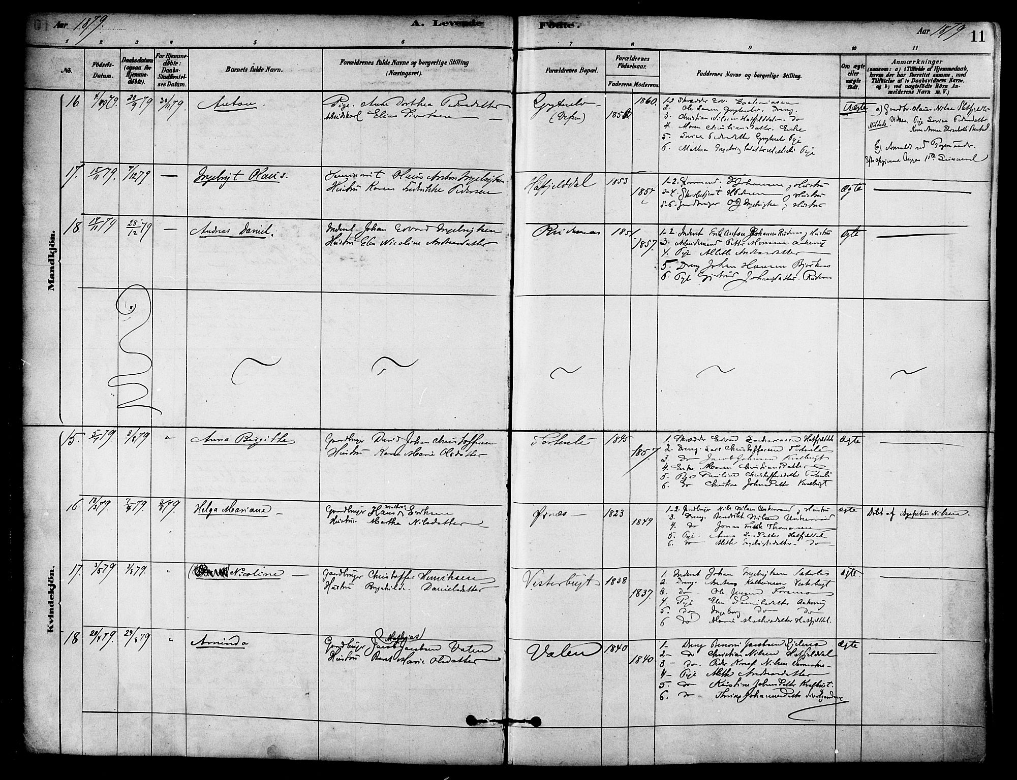 Ministerialprotokoller, klokkerbøker og fødselsregistre - Nordland, AV/SAT-A-1459/823/L0325: Parish register (official) no. 823A02, 1878-1898, p. 11