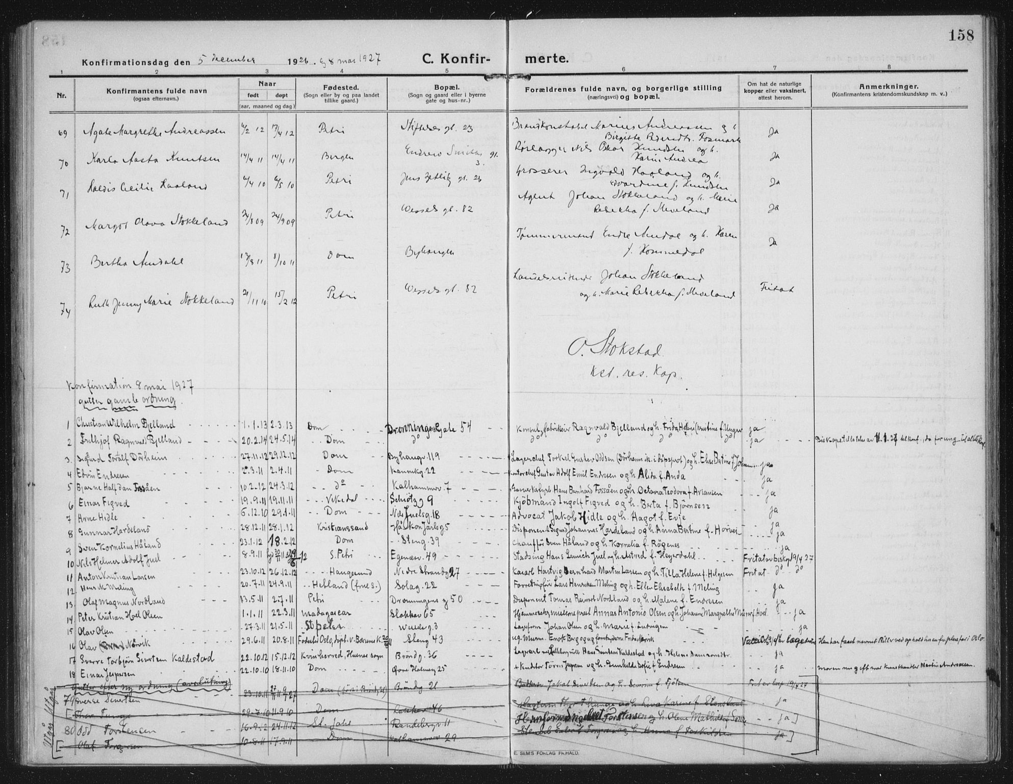 Domkirken sokneprestkontor, AV/SAST-A-101812/002/A/L0019: Parish register (official) no. A 35, 1916-1932, p. 158