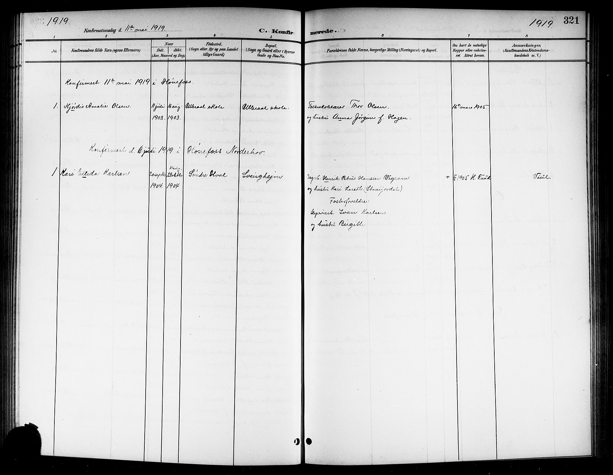 Norderhov kirkebøker, AV/SAKO-A-237/G/Gb/L0002: Parish register (copy) no. II 2, 1891-1921, p. 321