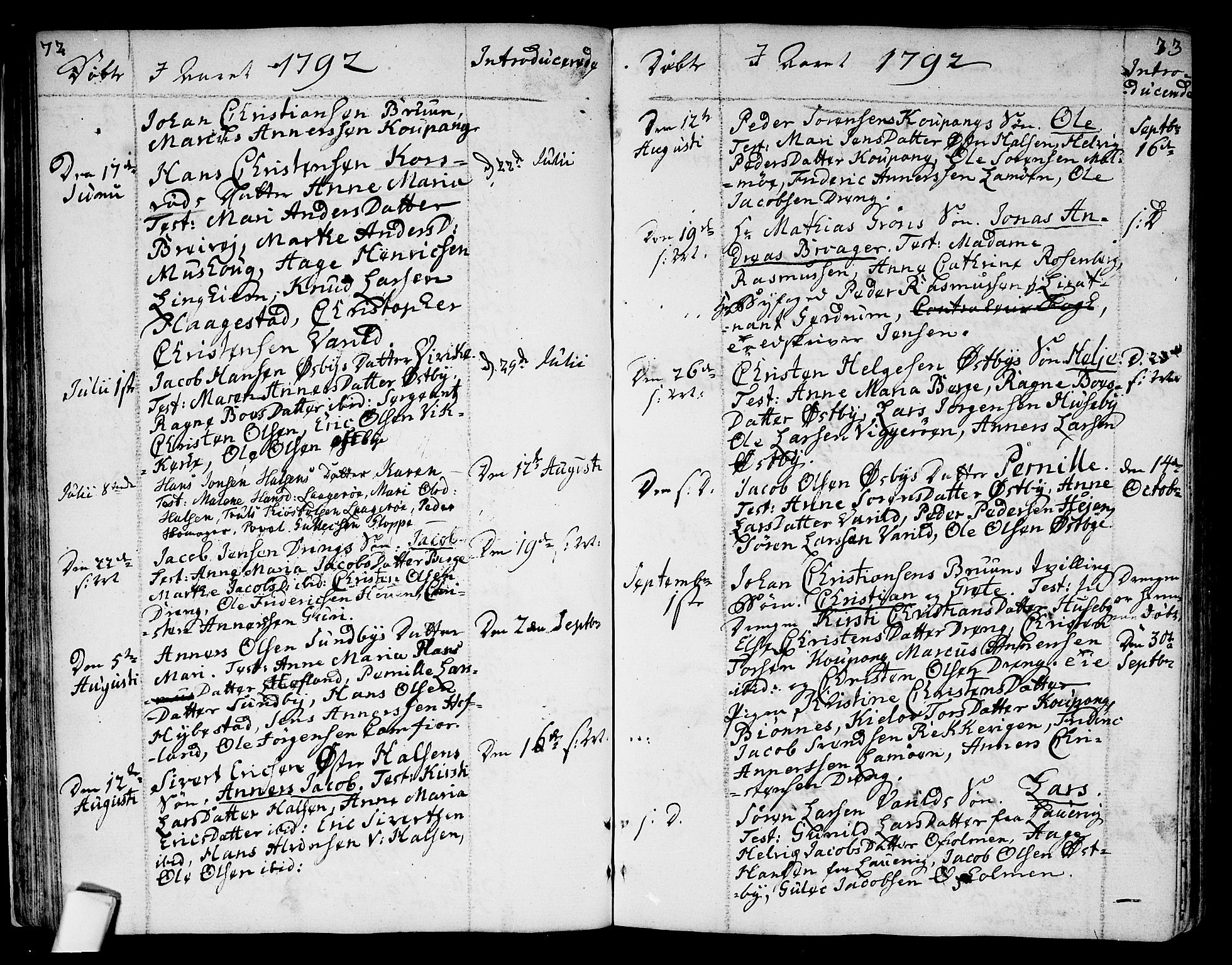 Tjølling kirkebøker, SAKO/A-60/F/Fa/L0004: Parish register (official) no. 4, 1779-1817, p. 72-73