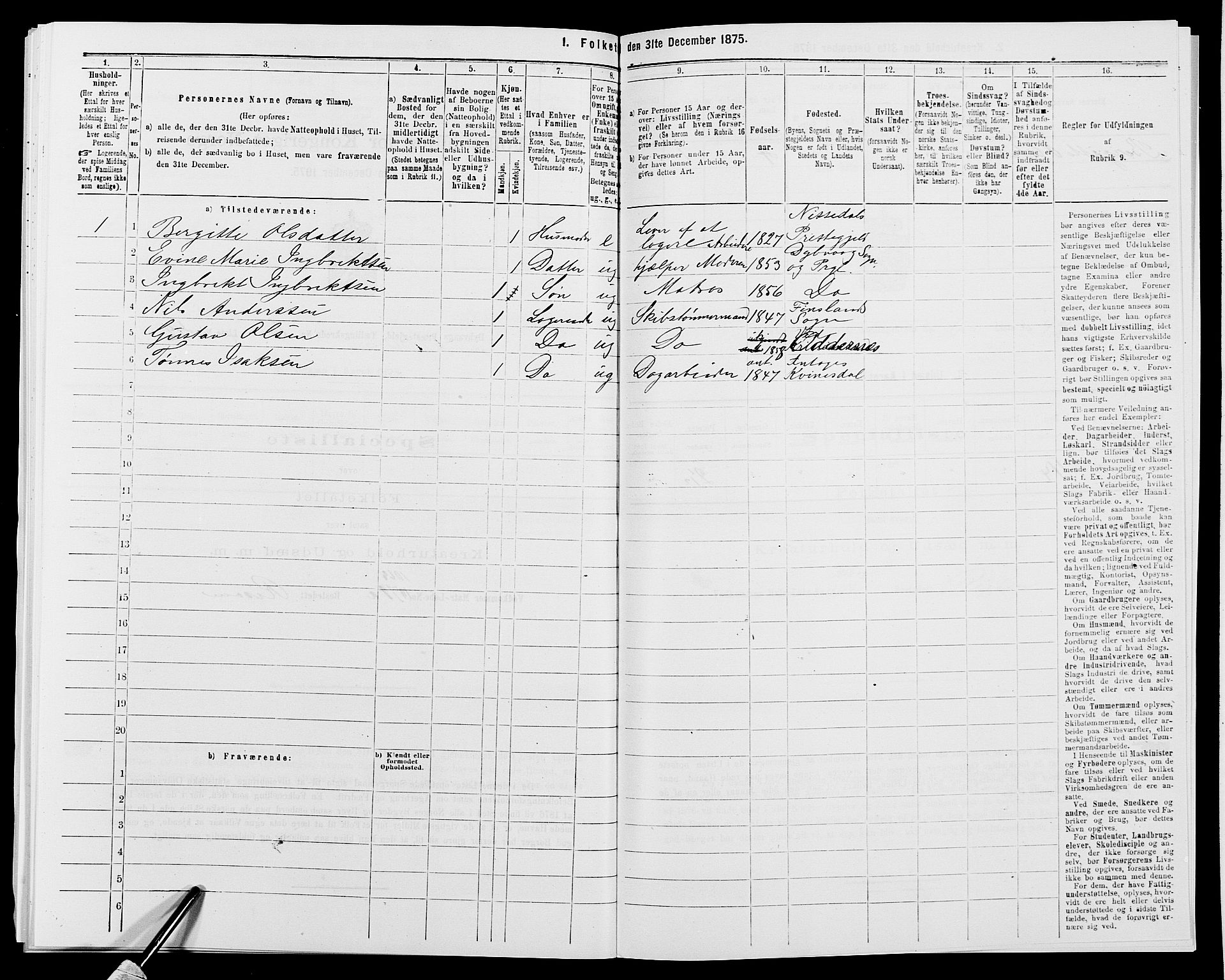 SAK, 1875 census for 0915P Dypvåg, 1875, p. 804