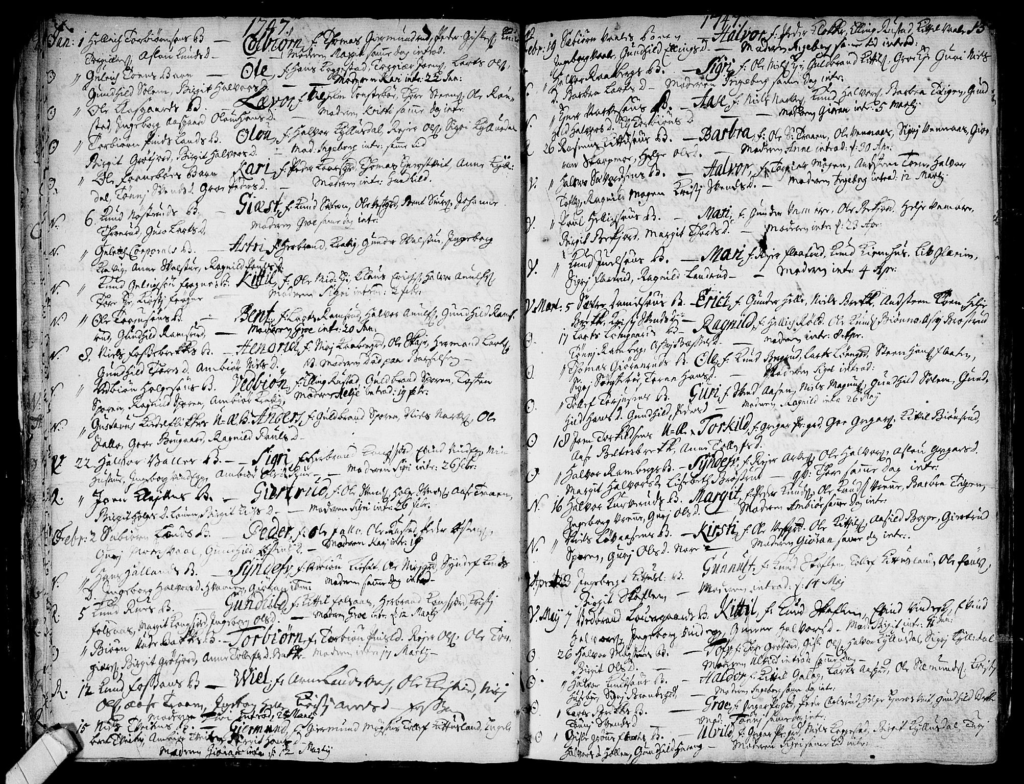 Rollag kirkebøker, AV/SAKO-A-240/F/Fa/L0003: Parish register (official) no. I 3, 1743-1778, p. 13