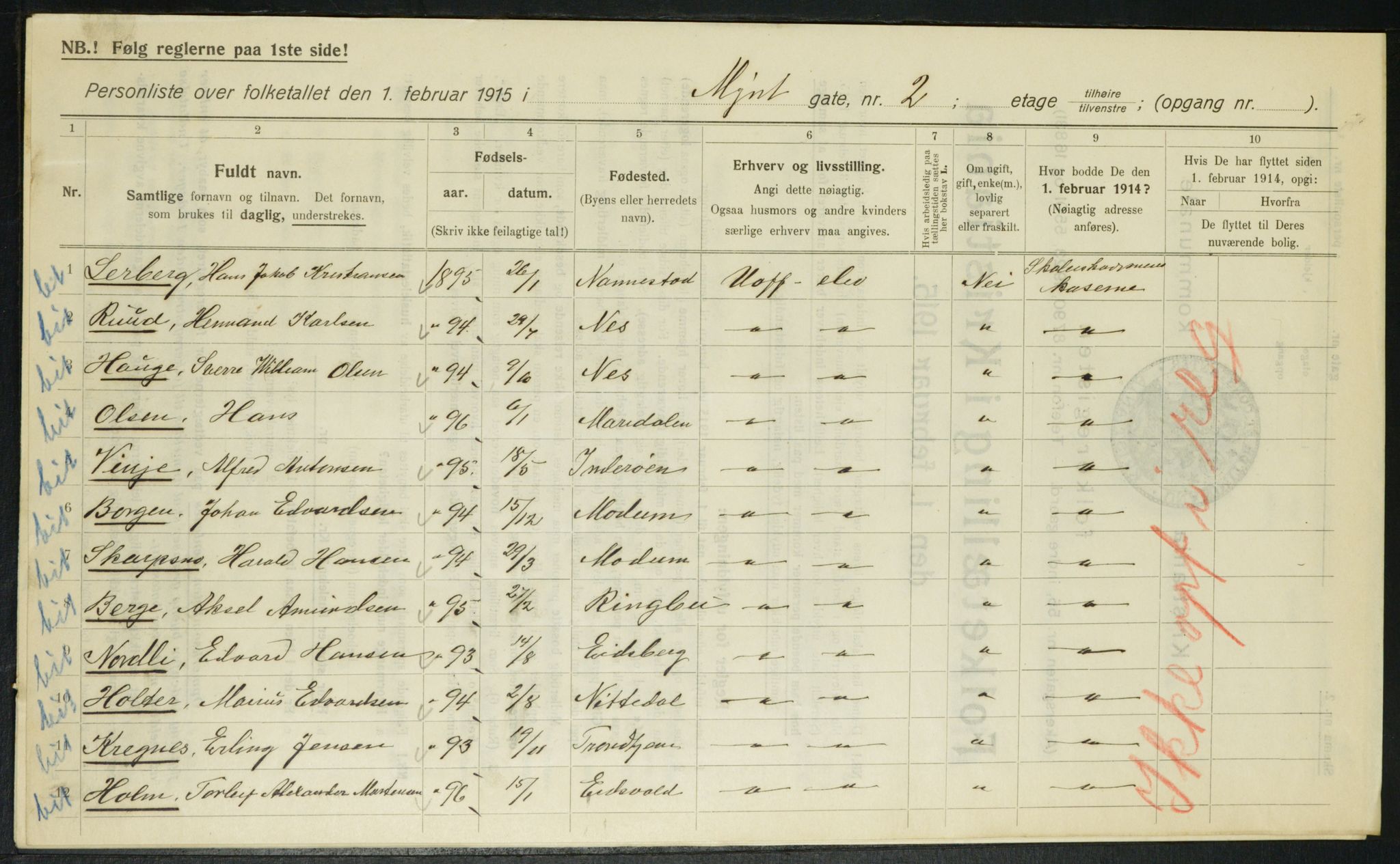 OBA, Municipal Census 1915 for Kristiania, 1915, p. 67784