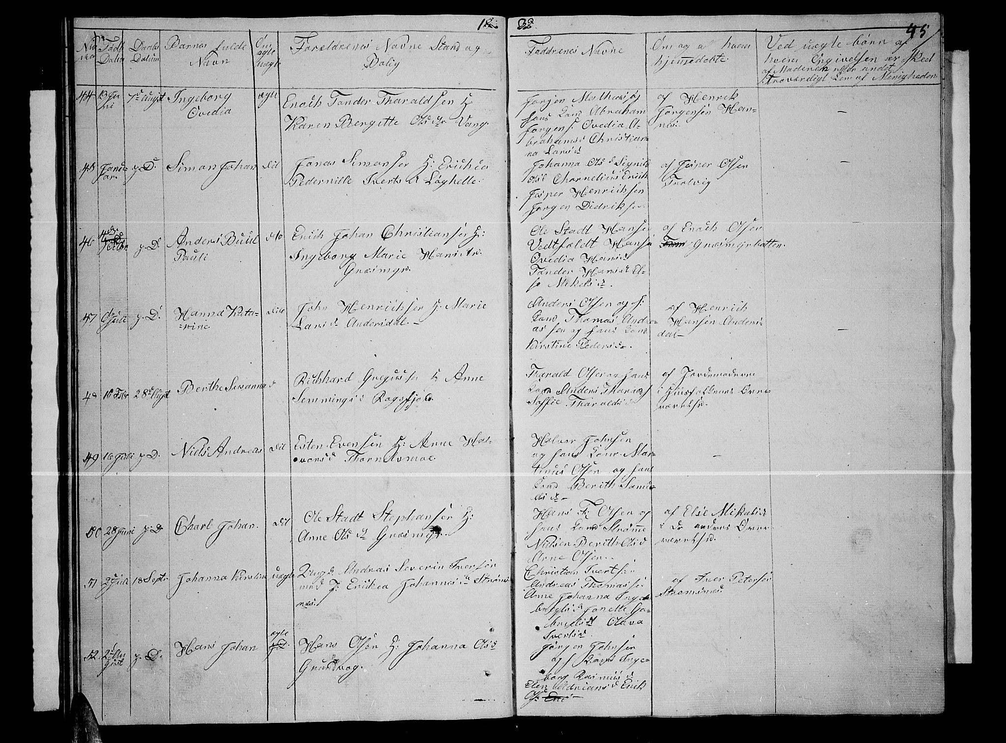 Lenvik sokneprestembete, SATØ/S-1310/H/Ha/Hab/L0002klokker: Parish register (copy) no. 2, 1838-1843, p. 45