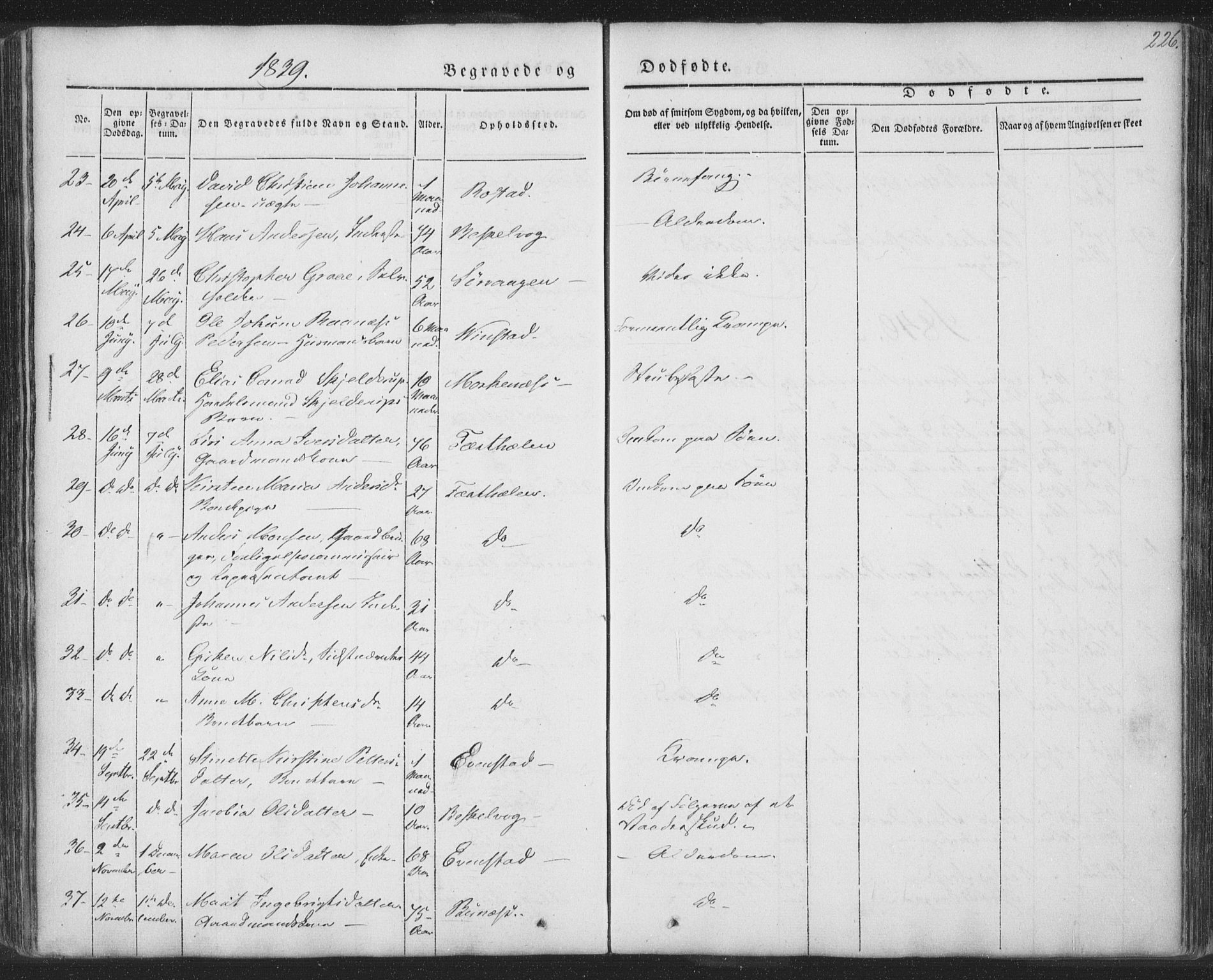 Ministerialprotokoller, klokkerbøker og fødselsregistre - Nordland, AV/SAT-A-1459/885/L1202: Parish register (official) no. 885A03, 1838-1859, p. 226