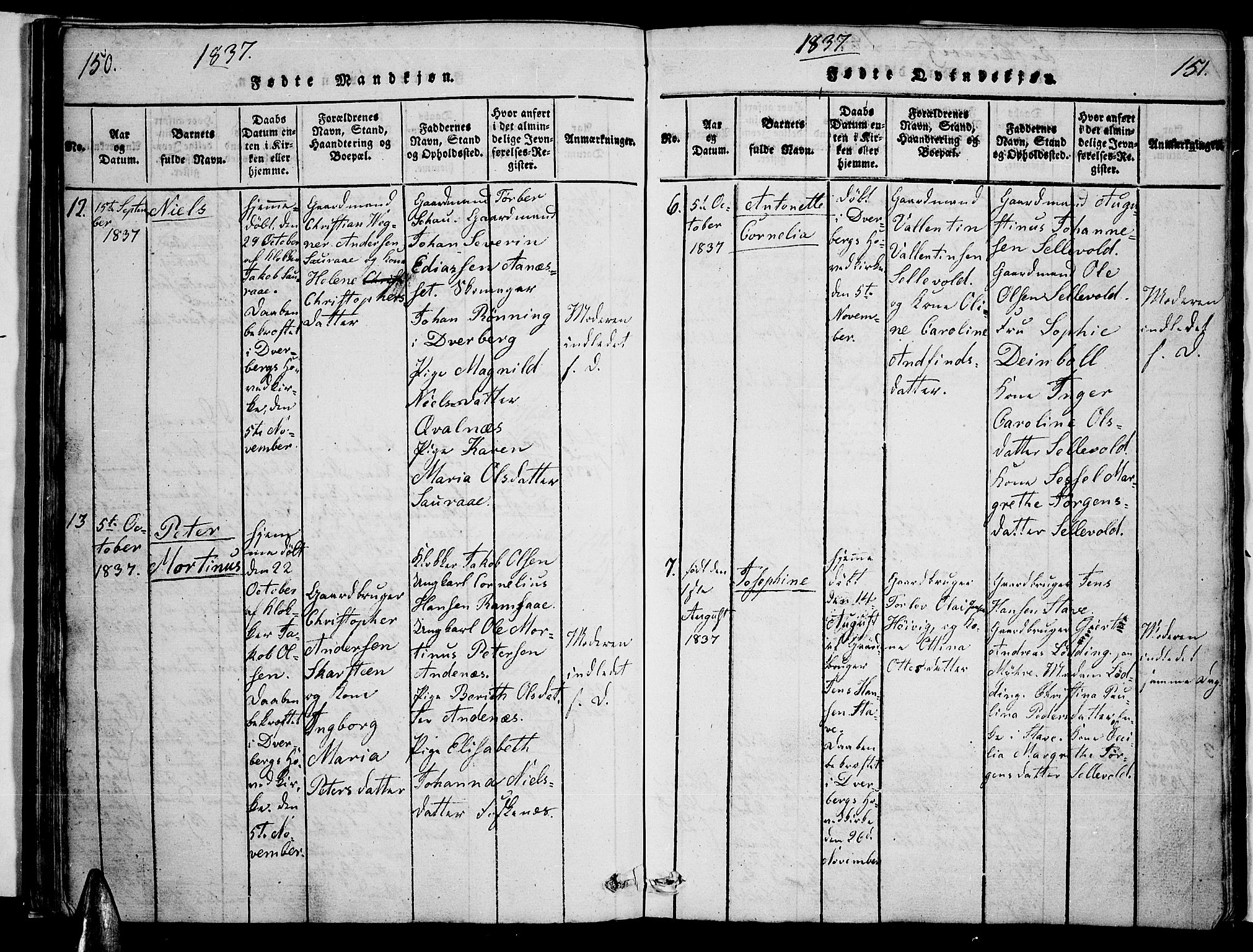 Ministerialprotokoller, klokkerbøker og fødselsregistre - Nordland, AV/SAT-A-1459/897/L1395: Parish register (official) no. 897A03, 1820-1841, p. 150-151