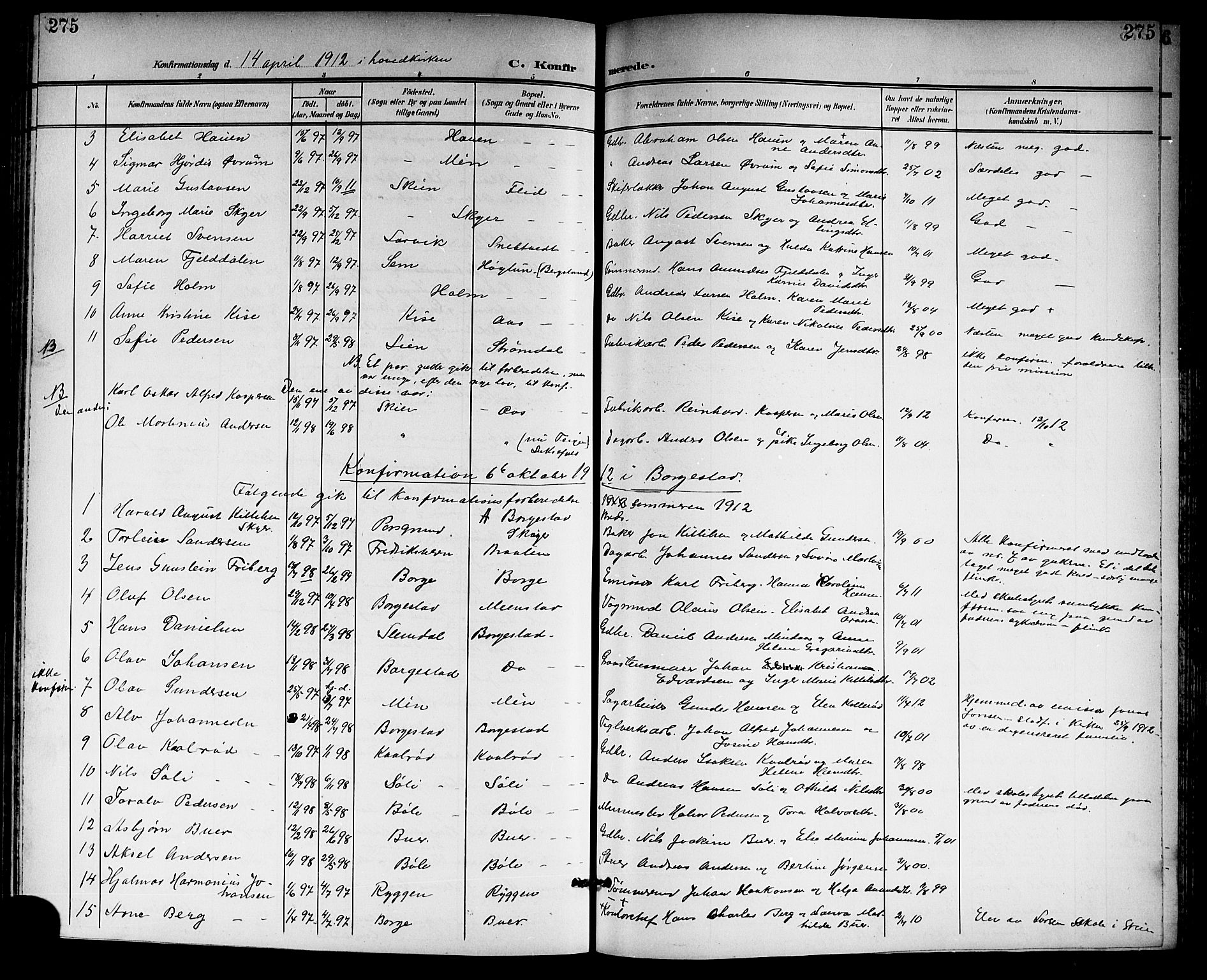 Gjerpen kirkebøker, SAKO/A-265/G/Ga/L0003: Parish register (copy) no. I 3, 1901-1919, p. 275