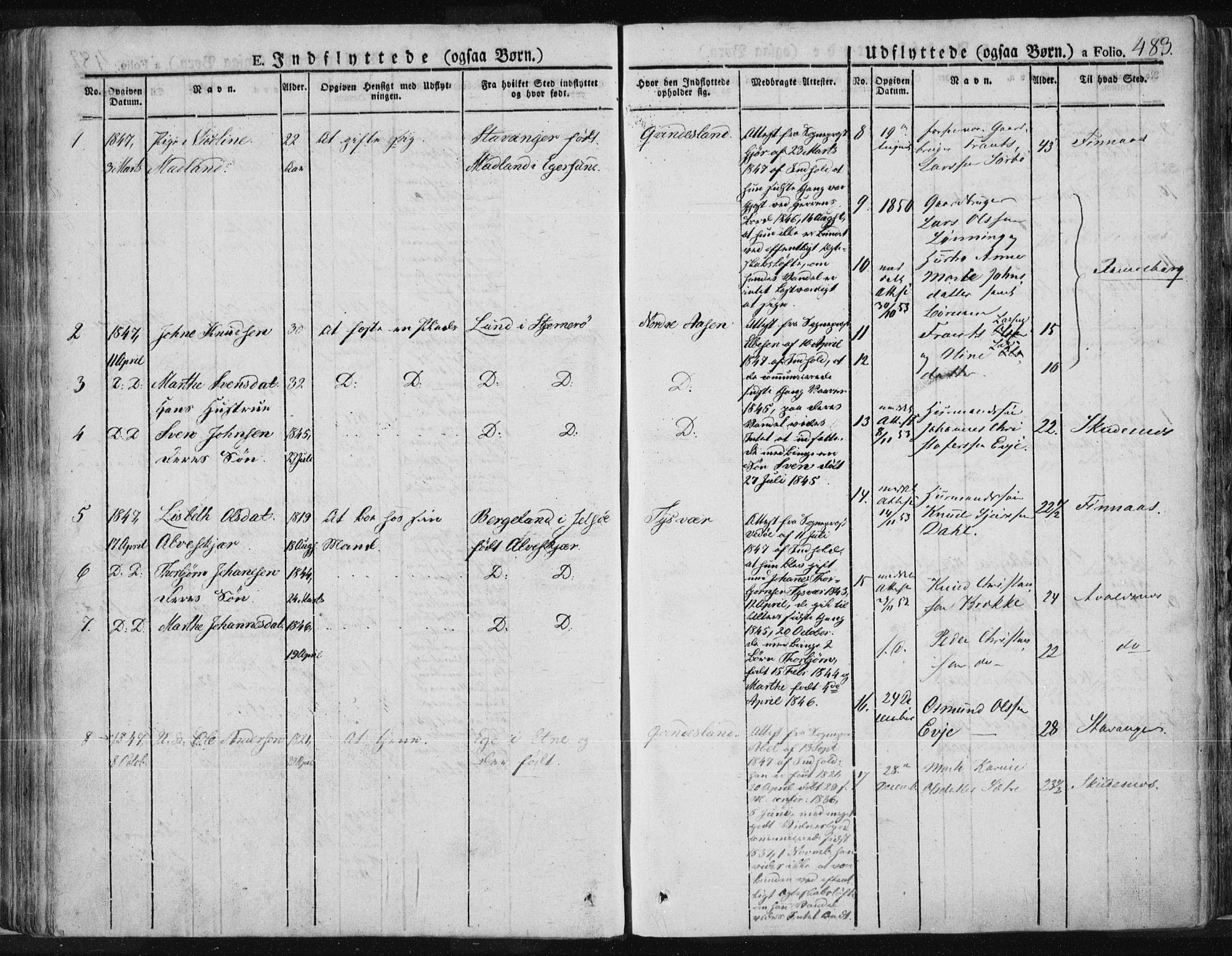 Tysvær sokneprestkontor, SAST/A -101864/H/Ha/Haa/L0001: Parish register (official) no. A 1.2, 1831-1856, p. 483