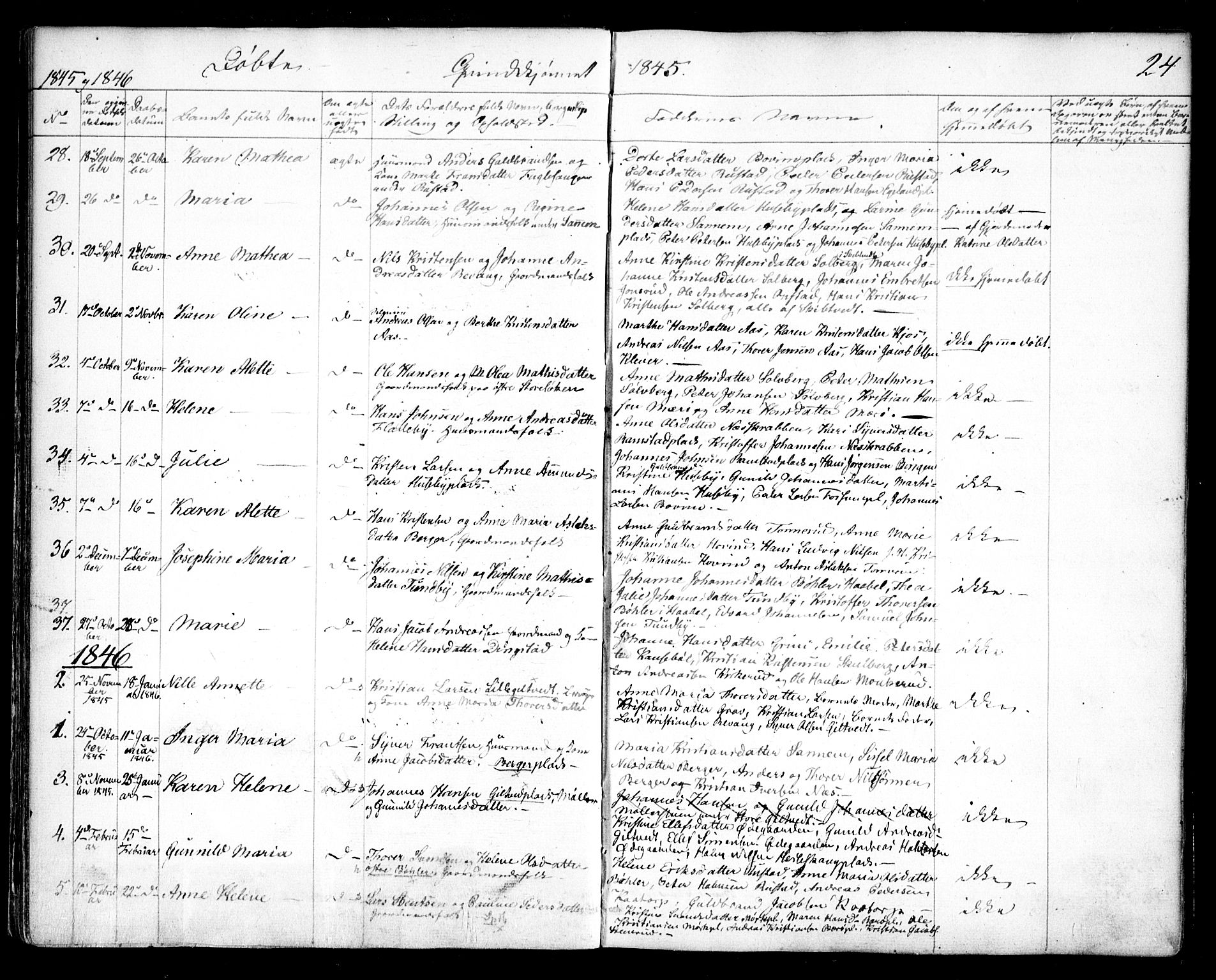 Spydeberg prestekontor Kirkebøker, SAO/A-10924/F/Fa/L0005: Parish register (official) no. I 5, 1842-1862, p. 24