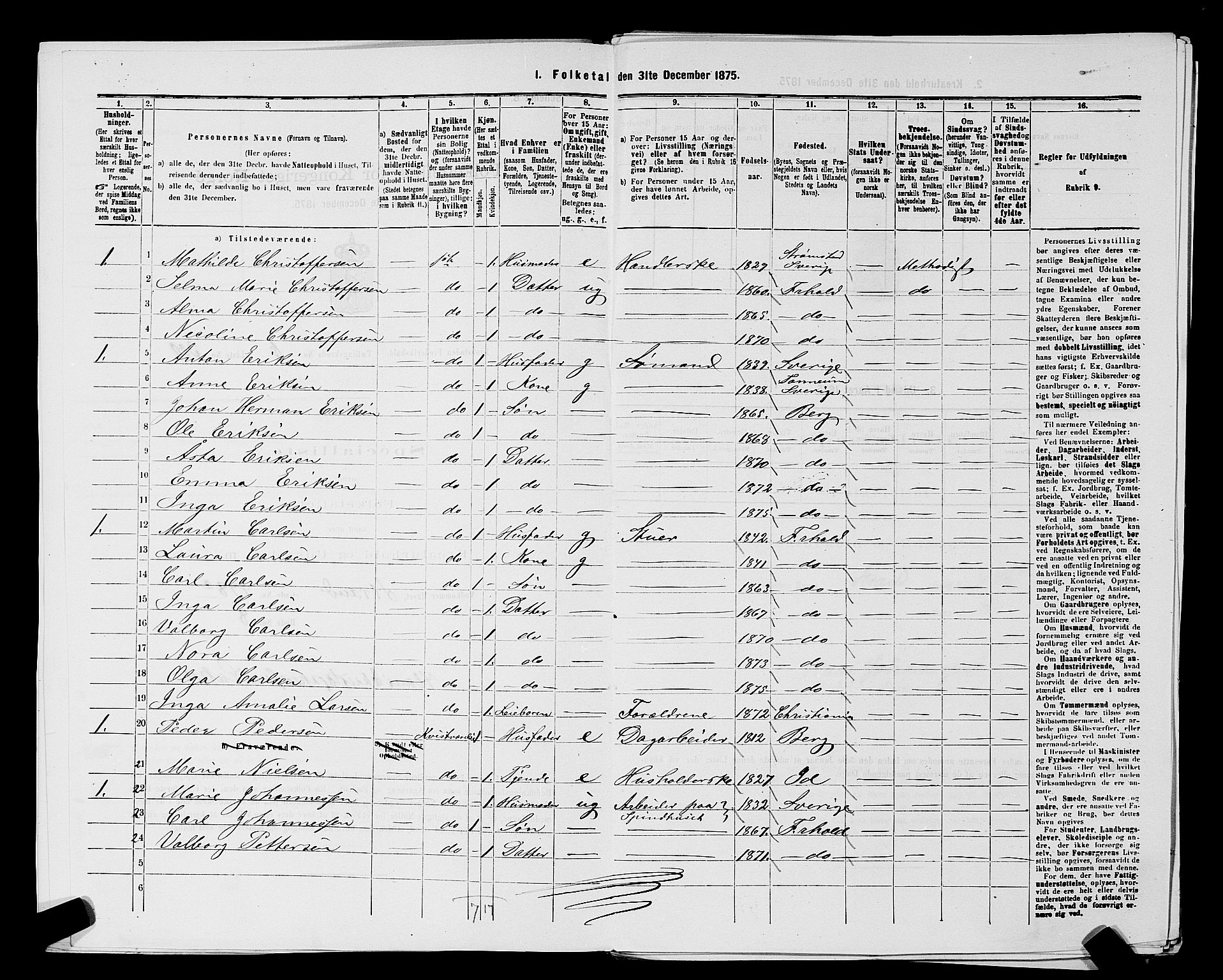 RA, 1875 census for 0101P Fredrikshald, 1875, p. 694
