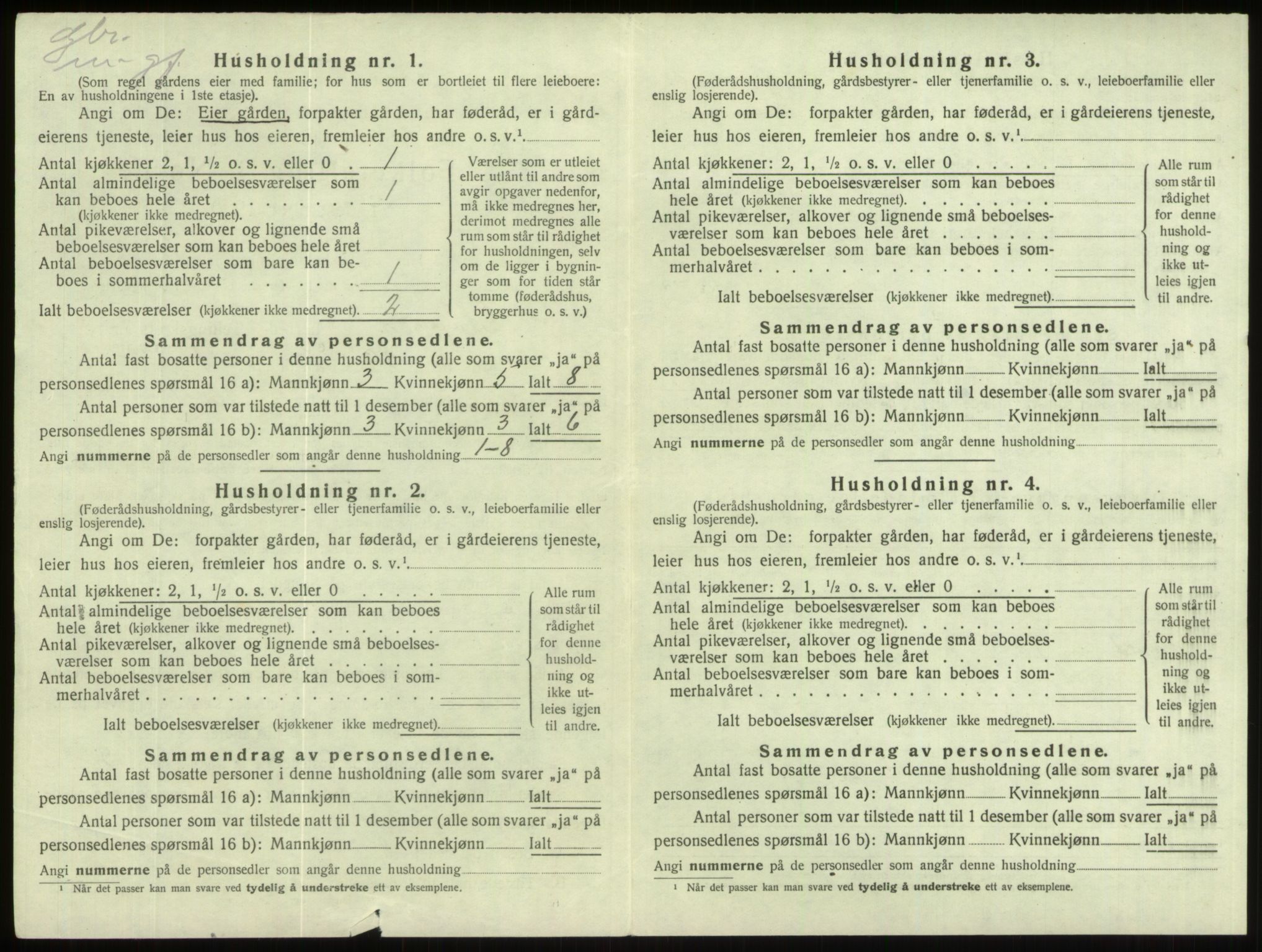 SAB, 1920 census for Gloppen, 1920, p. 496