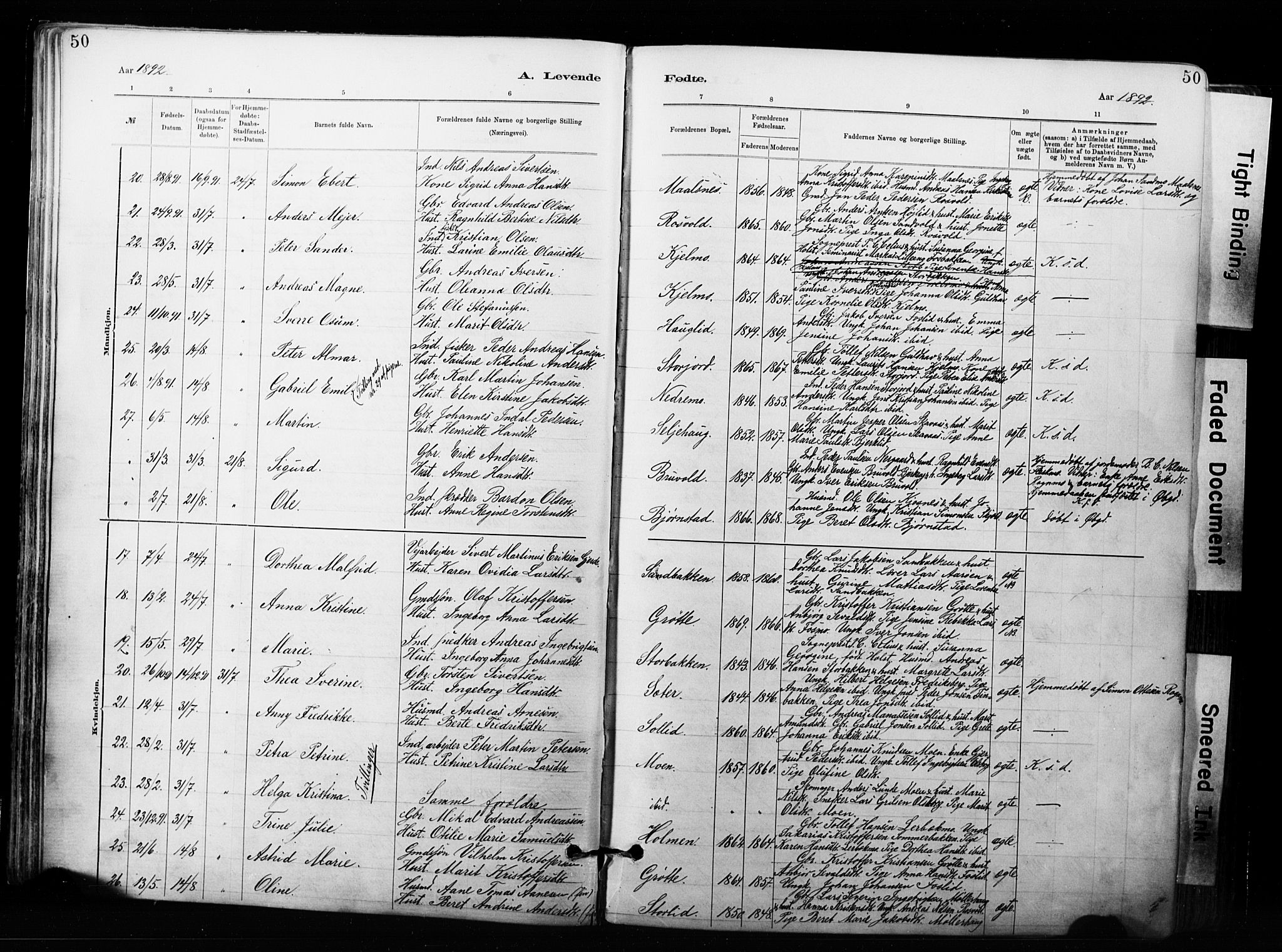 Målselv sokneprestembete, AV/SATØ-S-1311/G/Ga/Gaa/L0007kirke: Parish register (official) no. 7, 1884-1903, p. 50