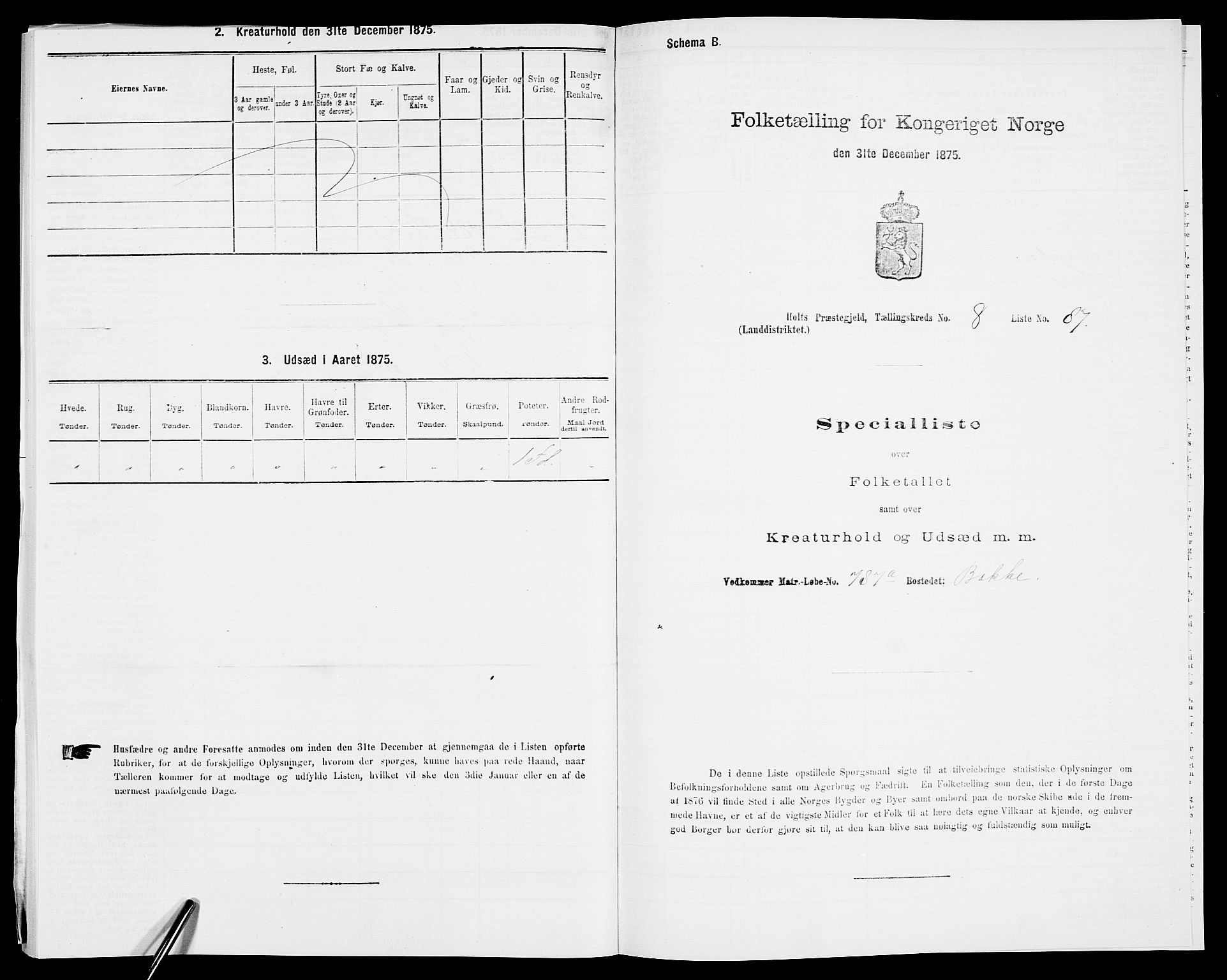 SAK, 1875 census for 0914L Holt/Holt, 1875, p. 1140