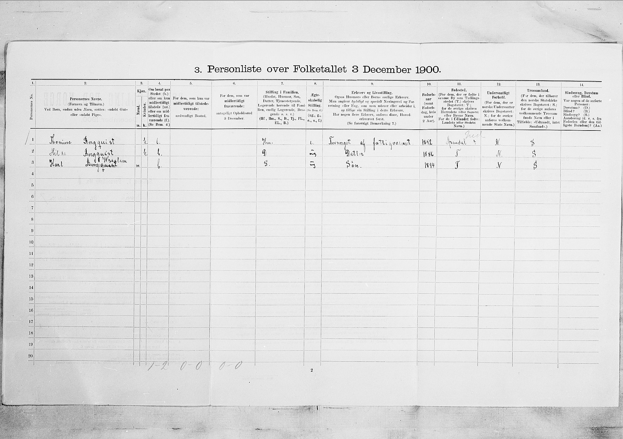 SAKO, 1900 census for Brevik, 1900, p. 1341