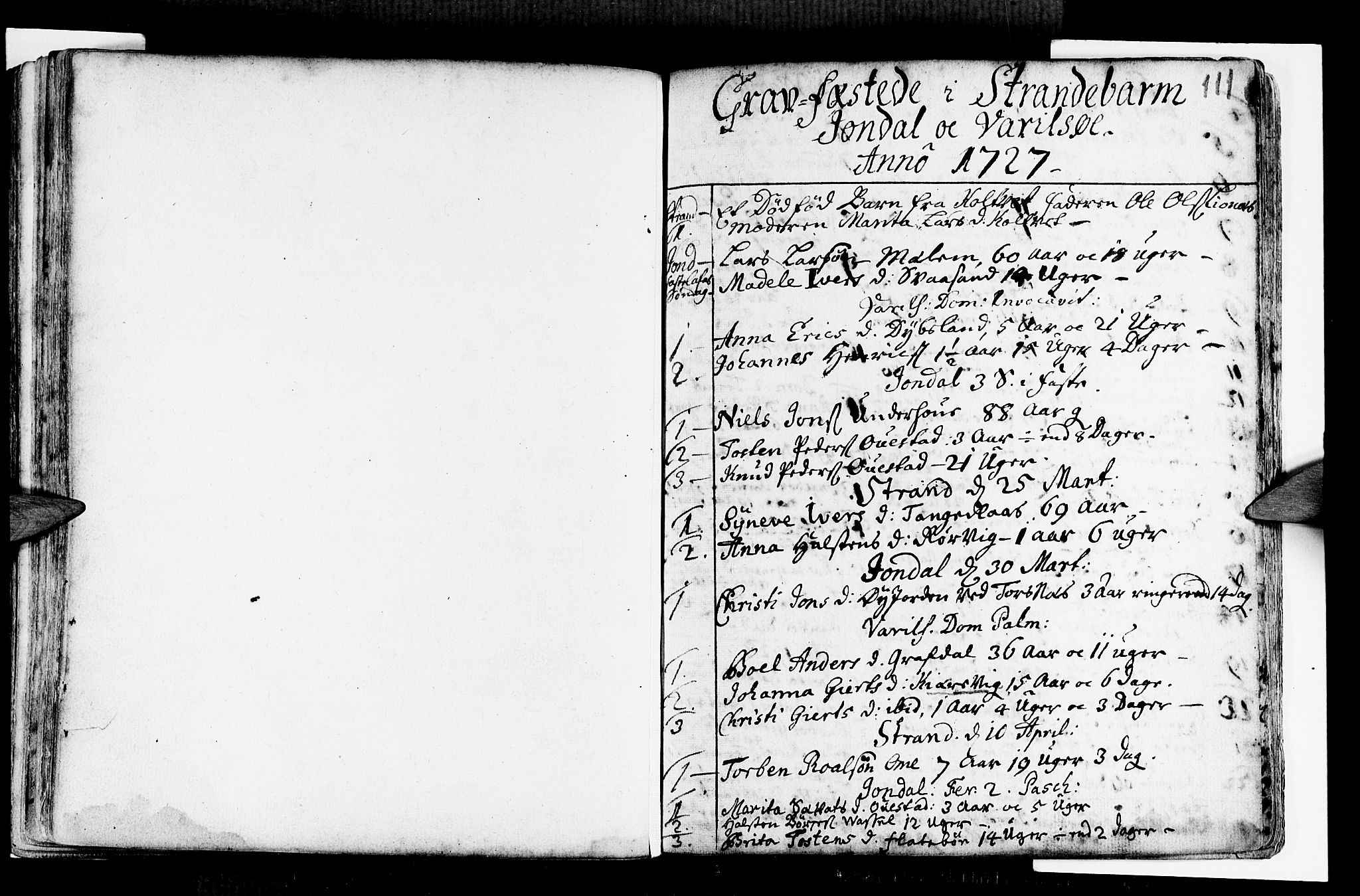 Strandebarm sokneprestembete, SAB/A-78401/H/Haa: Parish register (official) no. A 2 /1, 1727-1750, p. 111