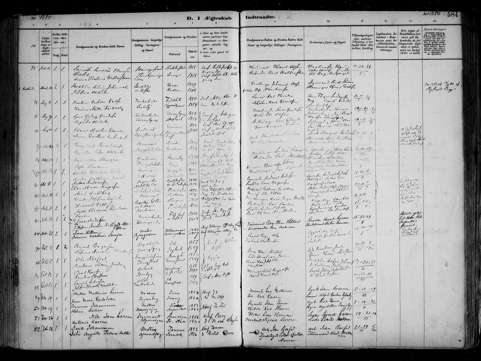 Fredrikstad domkirkes prestekontor Kirkebøker, SAO/A-10906/F/Fa/L0004: Parish register (official) no. 4, 1878-1907, p. 584