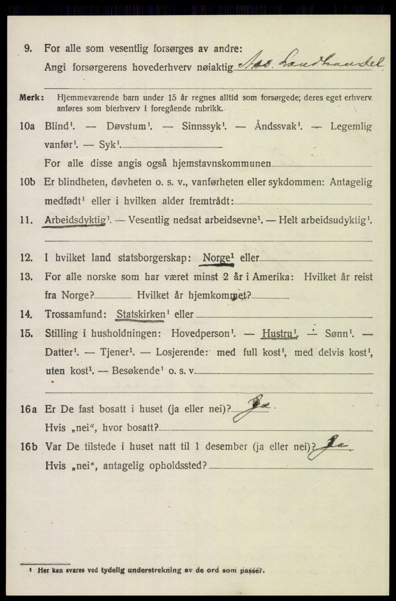 SAH, 1920 census for Trysil, 1920, p. 15190