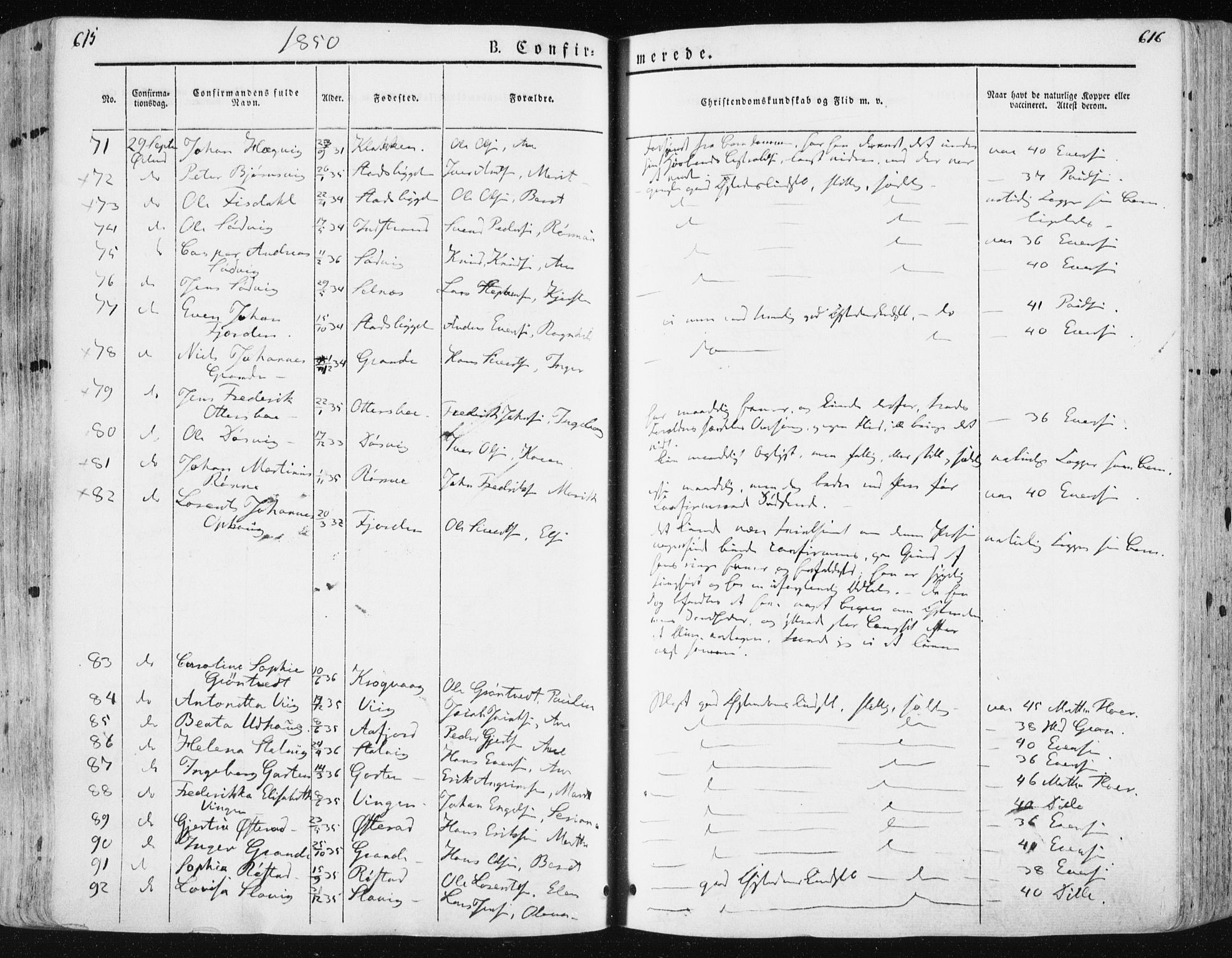 Ministerialprotokoller, klokkerbøker og fødselsregistre - Sør-Trøndelag, SAT/A-1456/659/L0736: Parish register (official) no. 659A06, 1842-1856, p. 615-616
