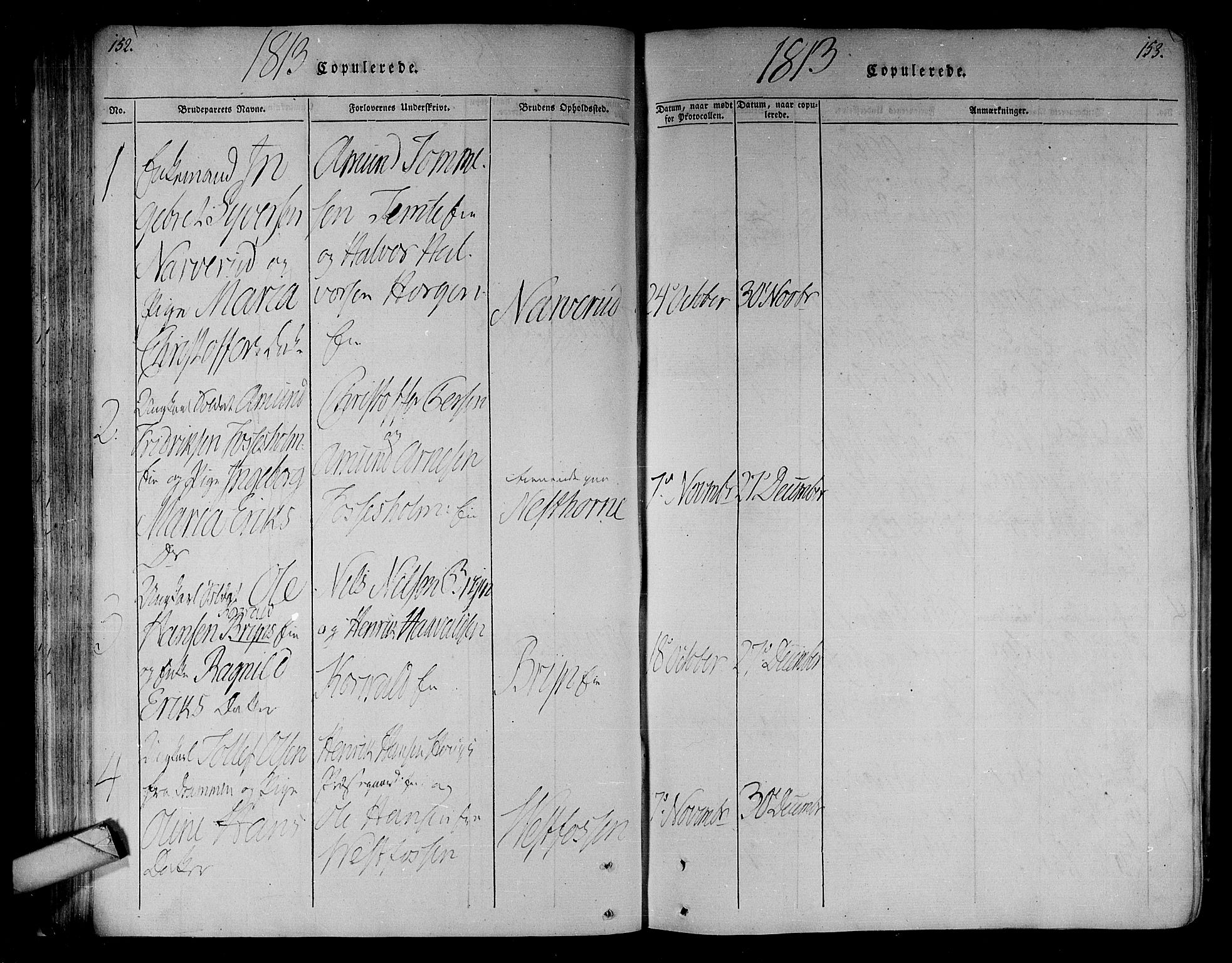 Eiker kirkebøker, AV/SAKO-A-4/F/Fa/L0010: Parish register (official) no. I 10, 1806-1815, p. 152-153