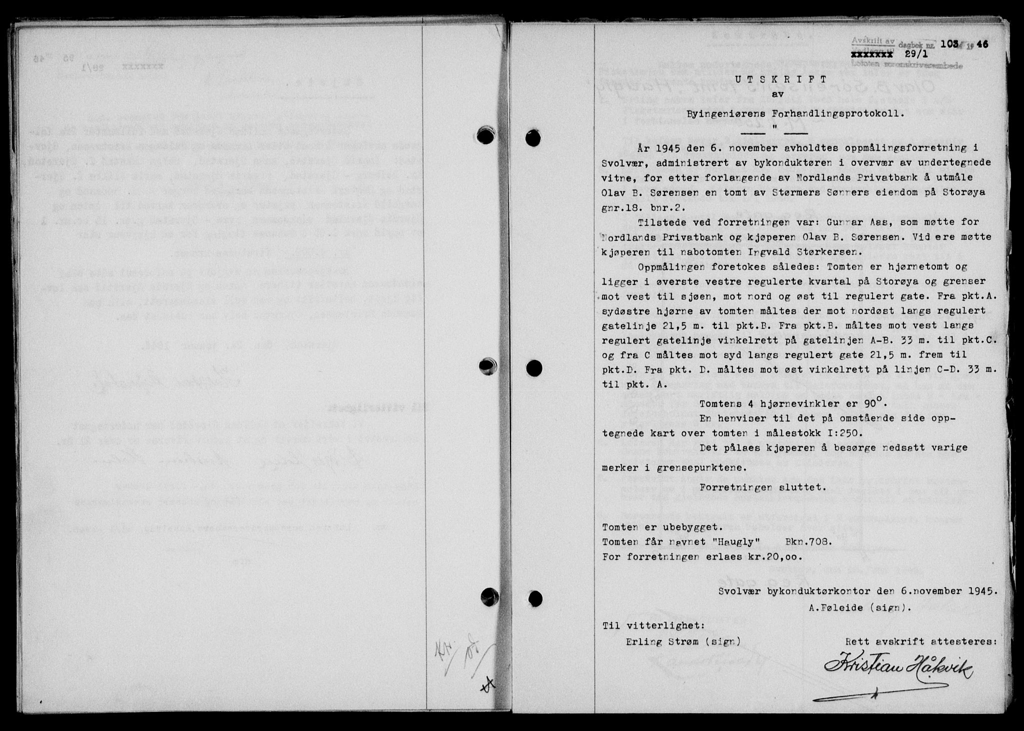 Lofoten sorenskriveri, SAT/A-0017/1/2/2C/L0013a: Mortgage book no. 13a, 1944-1946, Diary no: : 103/1946