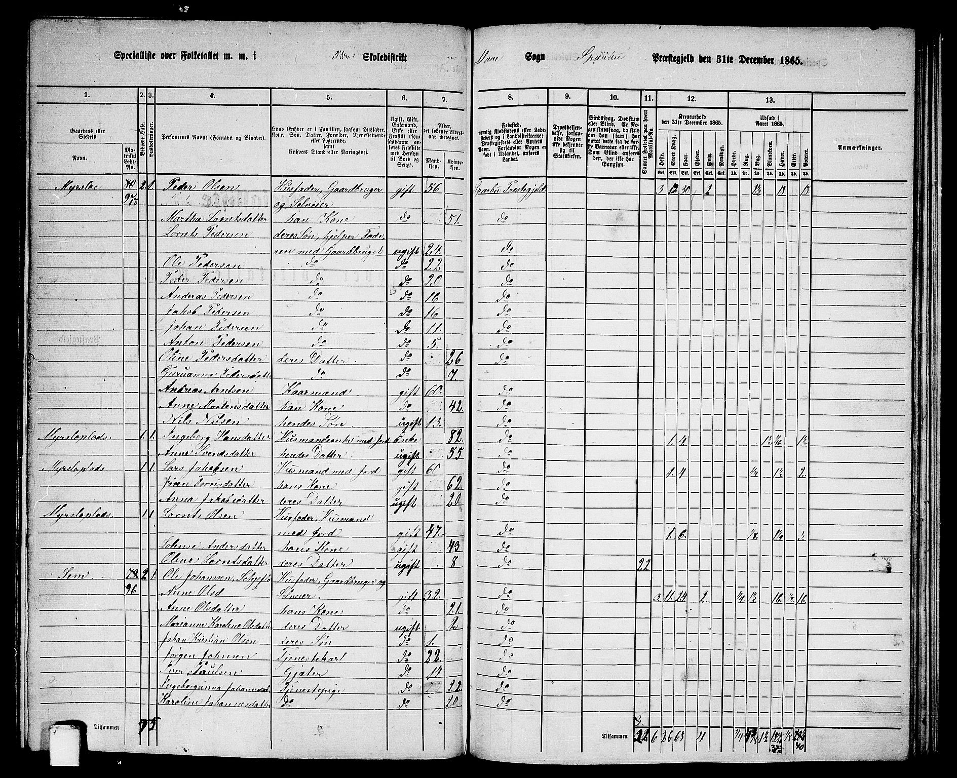 RA, 1865 census for Sparbu, 1865, p. 123