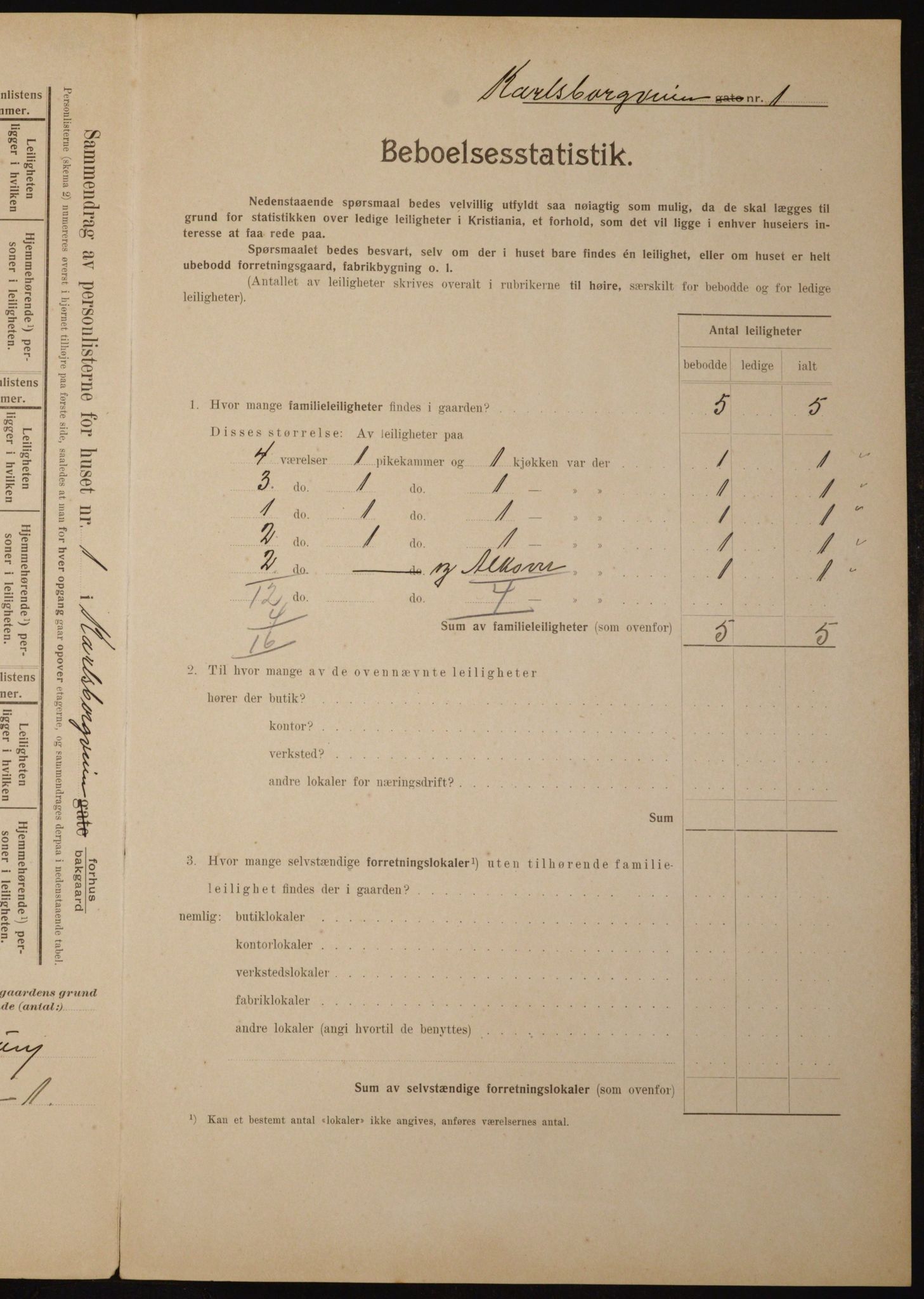 OBA, Municipal Census 1910 for Kristiania, 1910, p. 47497