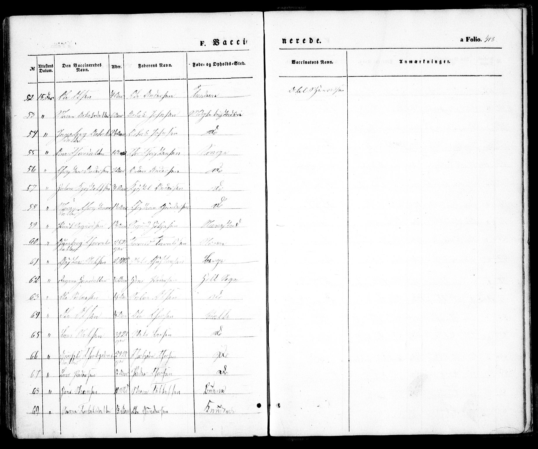 Holt sokneprestkontor, AV/SAK-1111-0021/F/Fa/L0008: Parish register (official) no. A 8, 1849-1860, p. 418