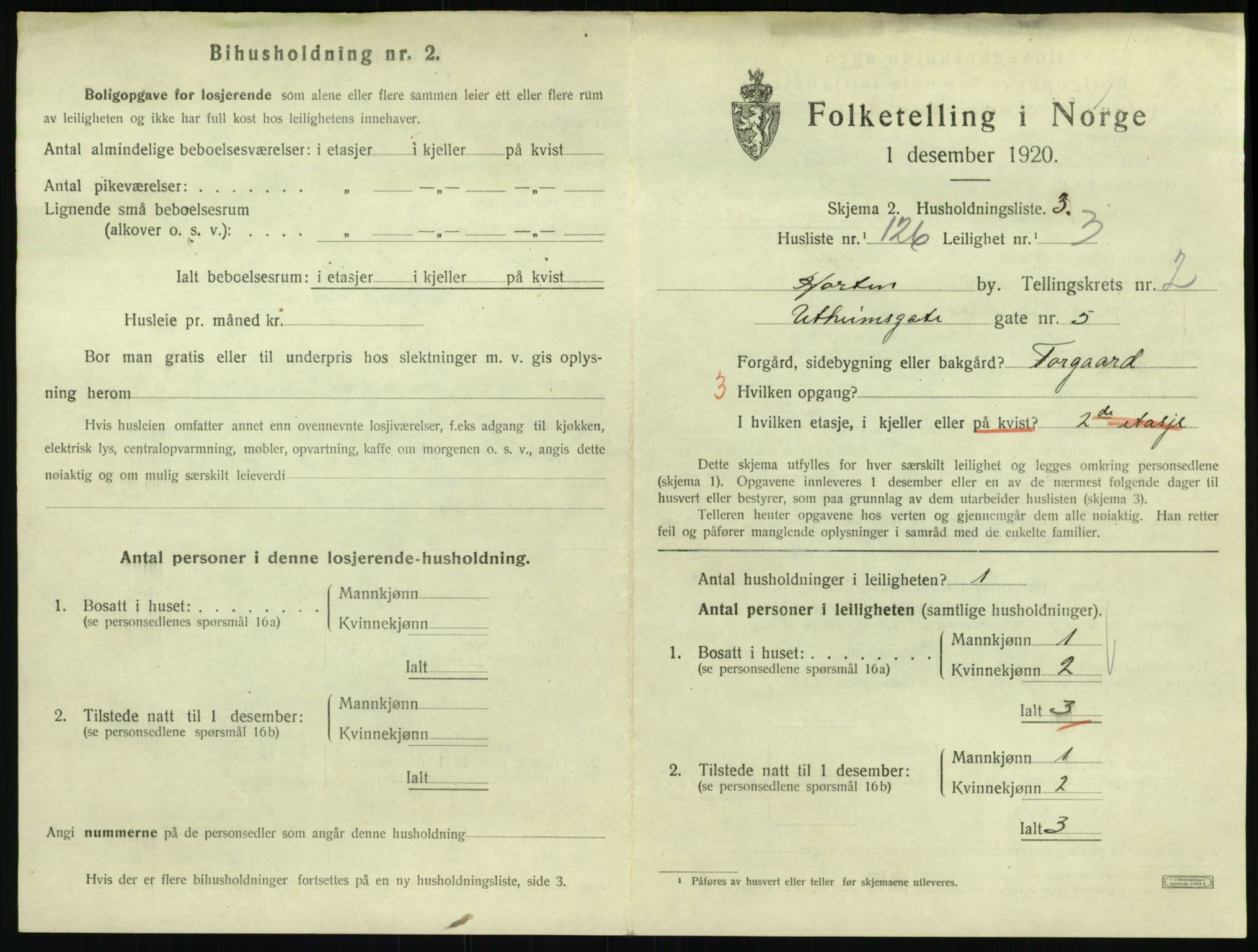 SAKO, 1920 census for Horten, 1920, p. 3799