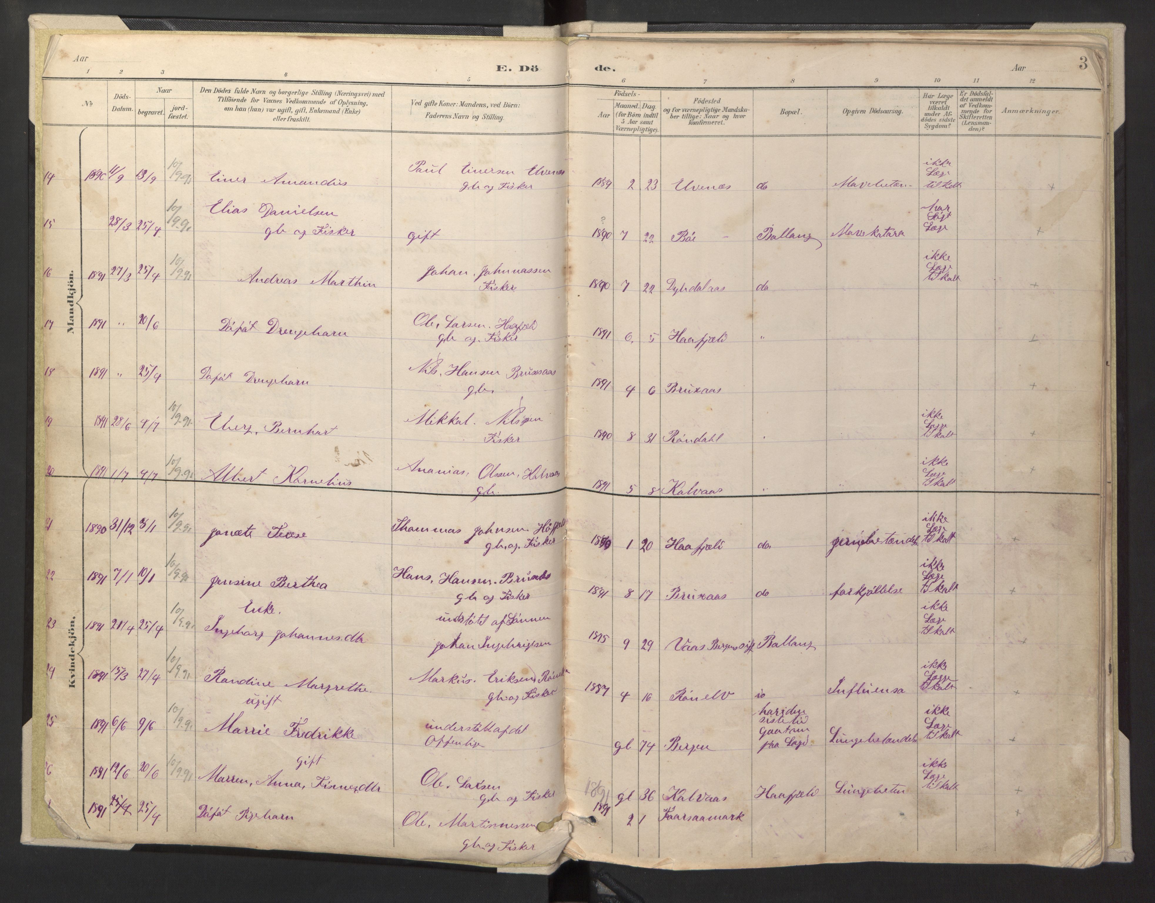 Ministerialprotokoller, klokkerbøker og fødselsregistre - Nordland, AV/SAT-A-1459/869/L0980: Parish register (copy) no. 869C06, 1889-1925, p. 3