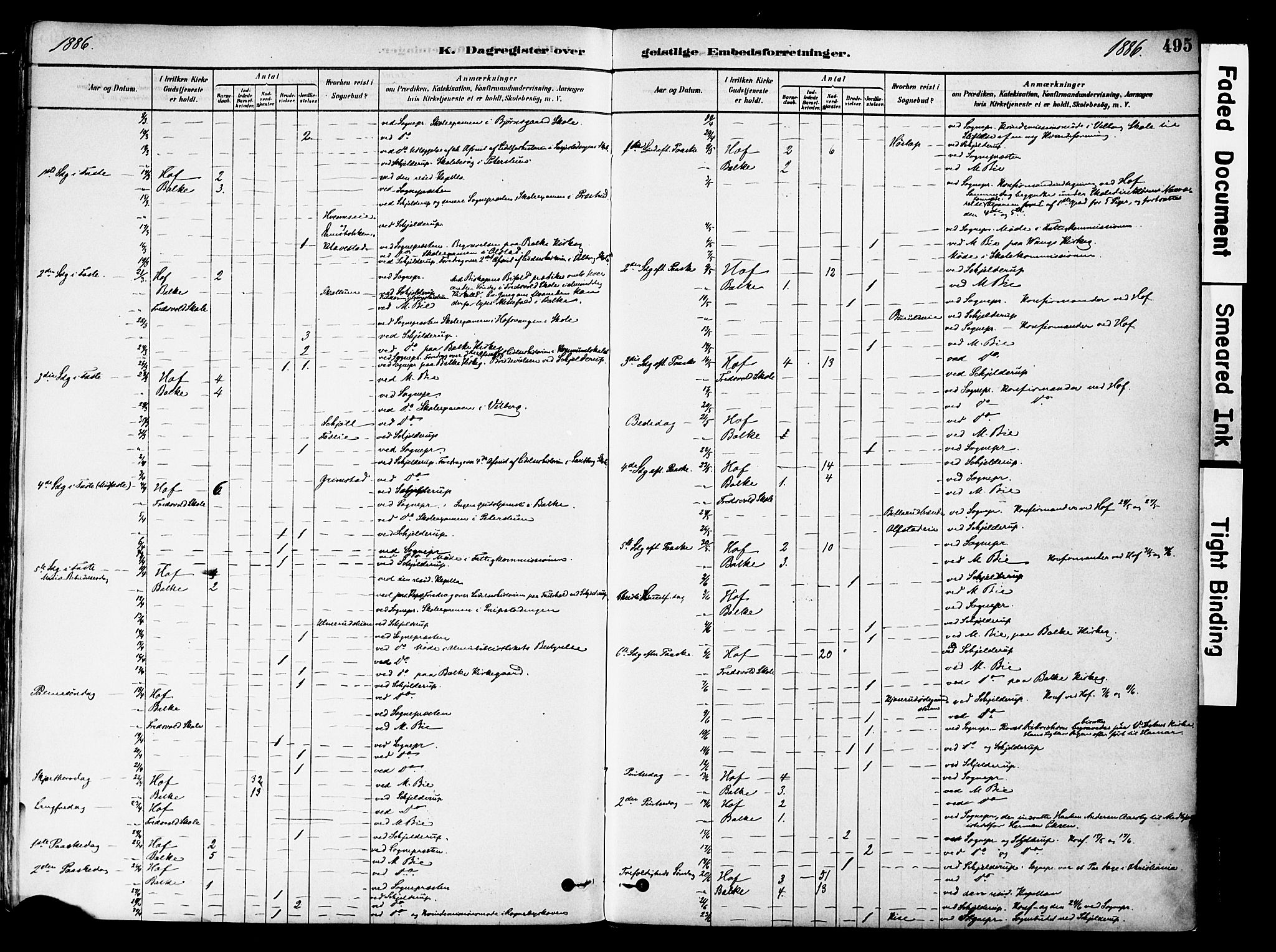 Østre Toten prestekontor, SAH/PREST-104/H/Ha/Haa/L0006: Parish register (official) no. 6 /1, 1878-1896, p. 495