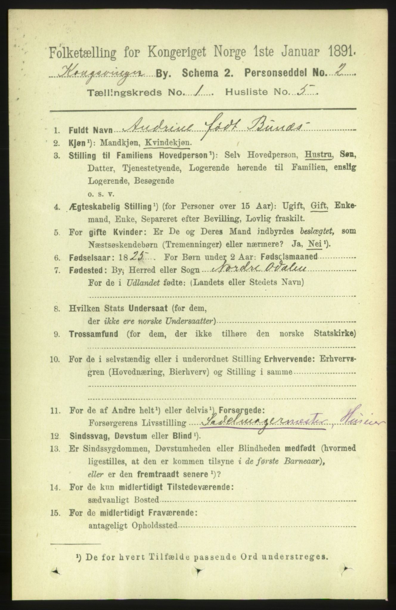 RA, 1891 census for 0402 Kongsvinger, 1891, p. 345