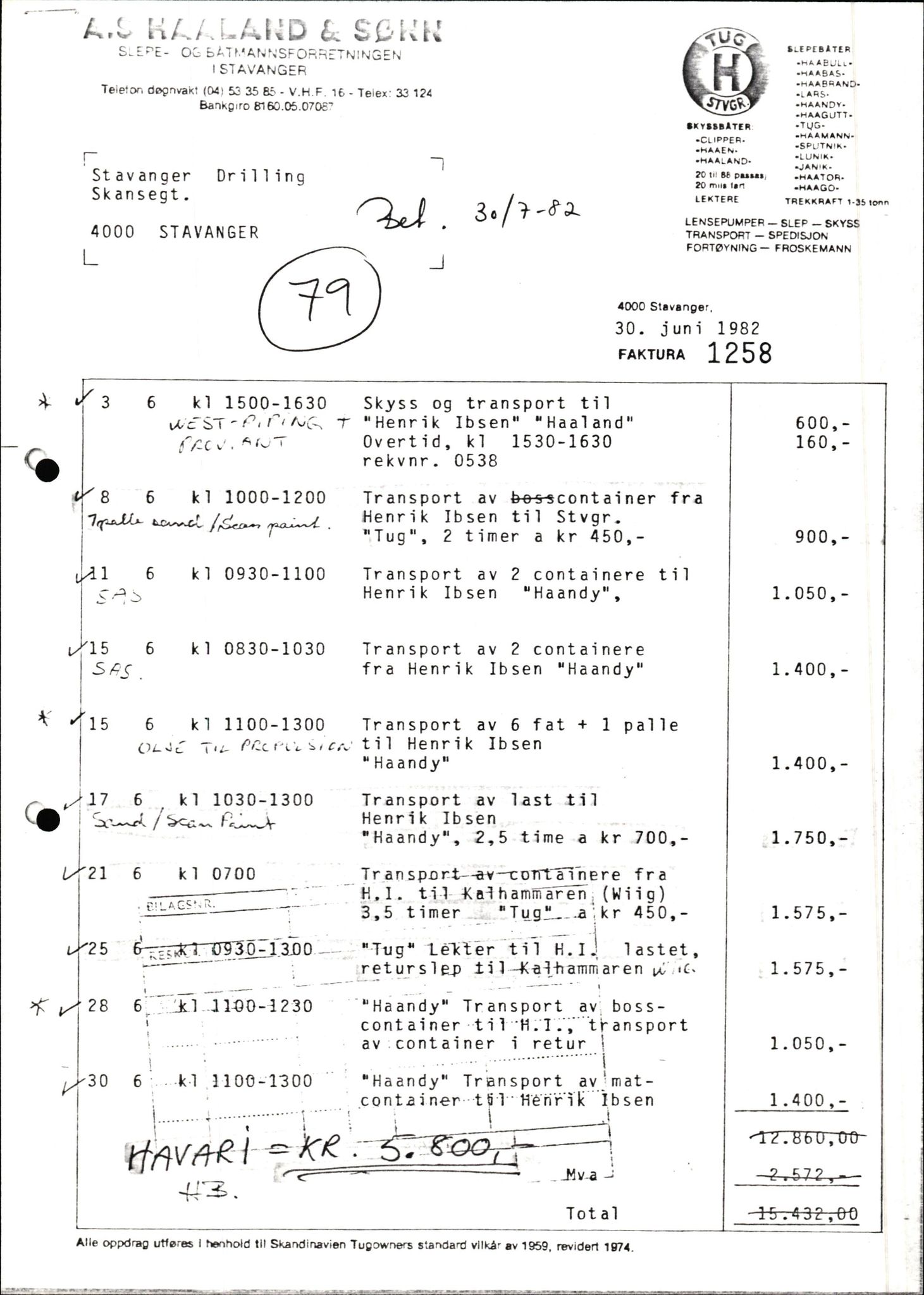 Pa 1503 - Stavanger Drilling AS, AV/SAST-A-101906/2/E/Ec/Eca/L0010: Forsikring, 1976-1983