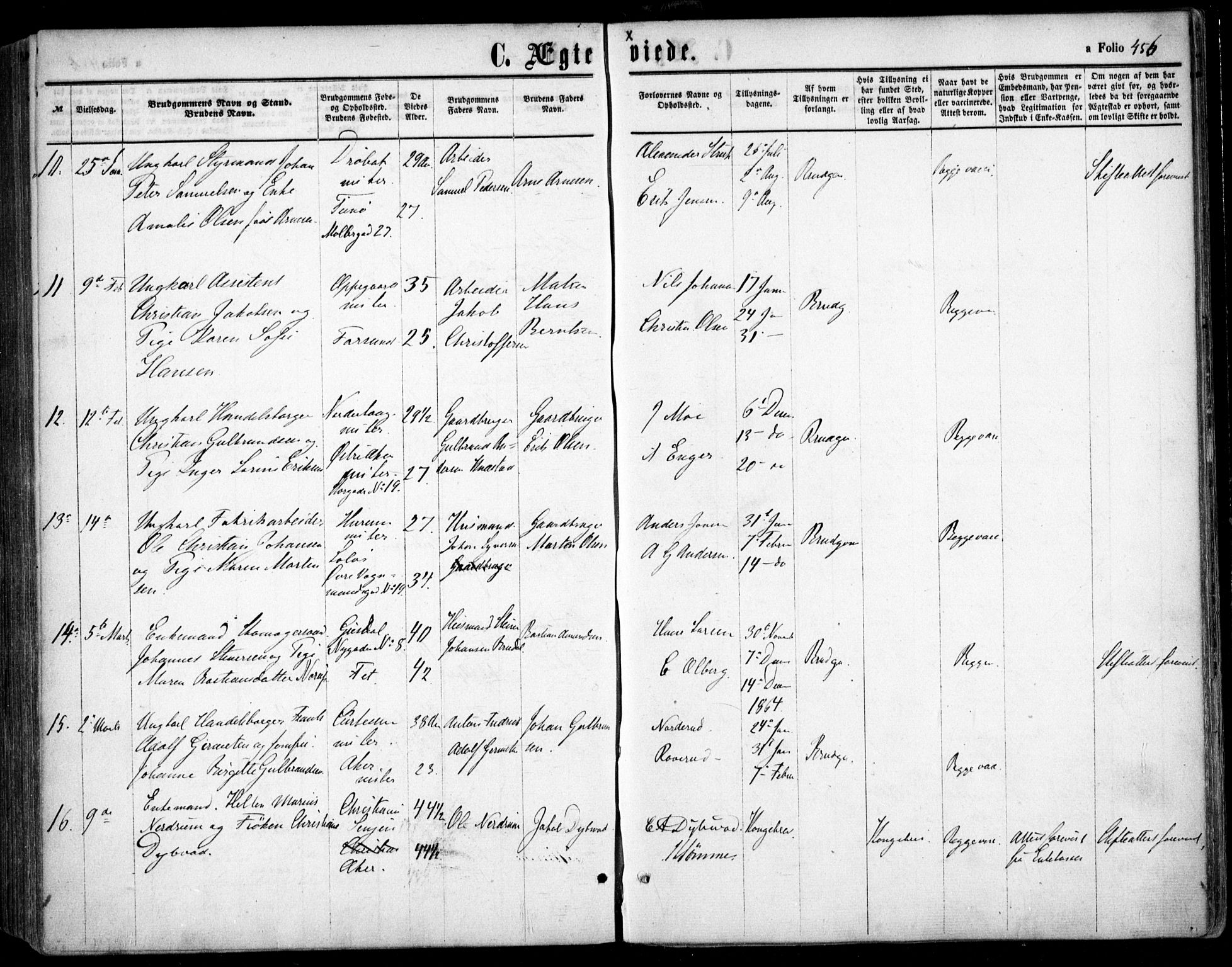 Oslo domkirke Kirkebøker, SAO/A-10752/F/Fa/L0020: Parish register (official) no. 20, 1848-1865, p. 456