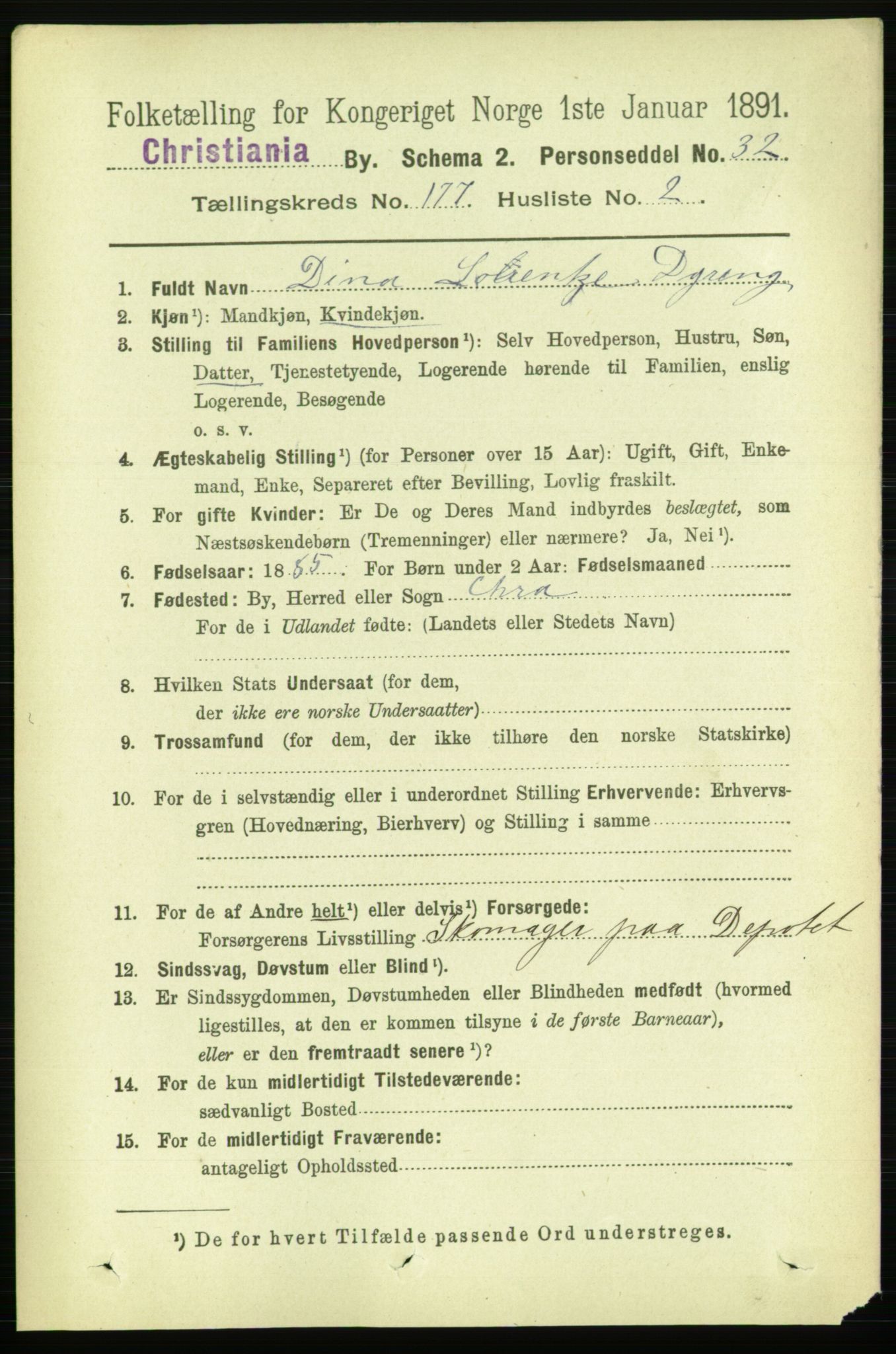 RA, 1891 census for 0301 Kristiania, 1891, p. 106418