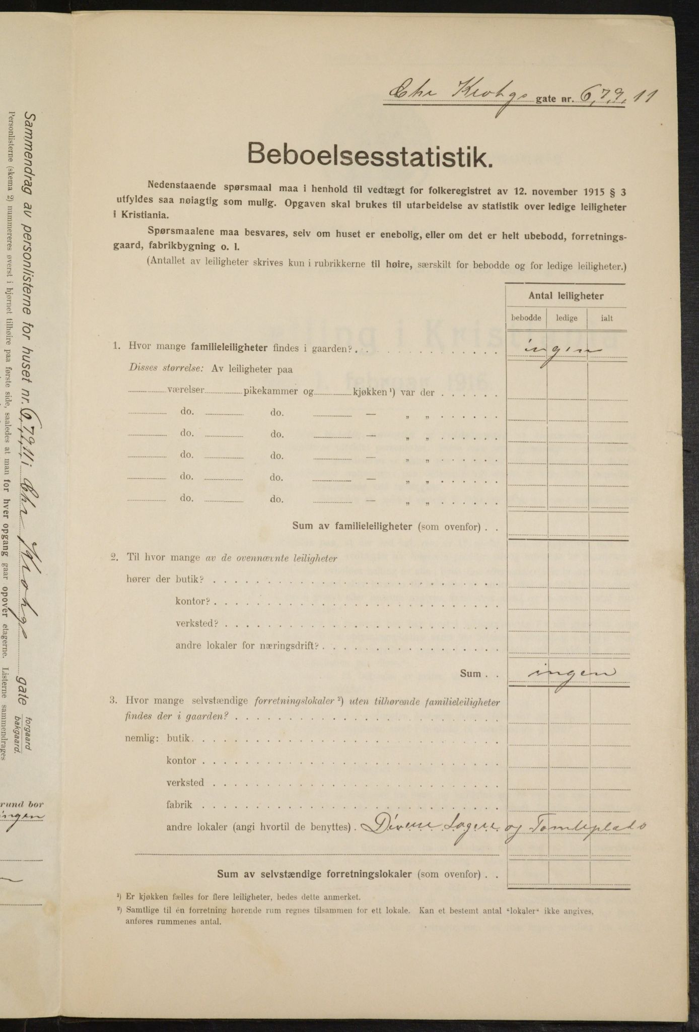 OBA, Municipal Census 1916 for Kristiania, 1916, p. 11847