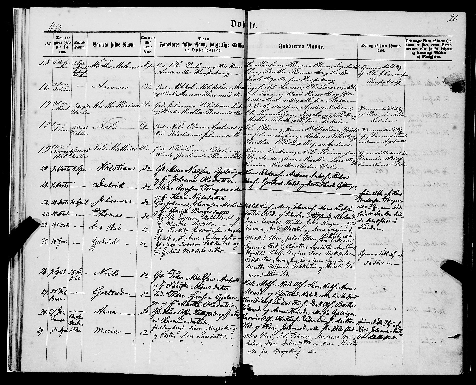 Fjell sokneprestembete, SAB/A-75301/H/Haa: Parish register (official) no. A 3, 1864-1877, p. 26