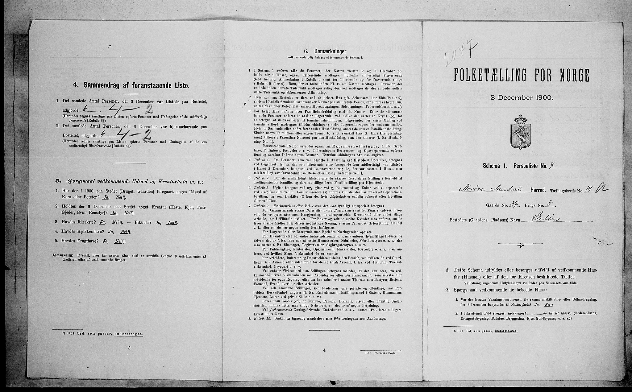 SAH, 1900 census for Nord-Aurdal, 1900, p. 1395