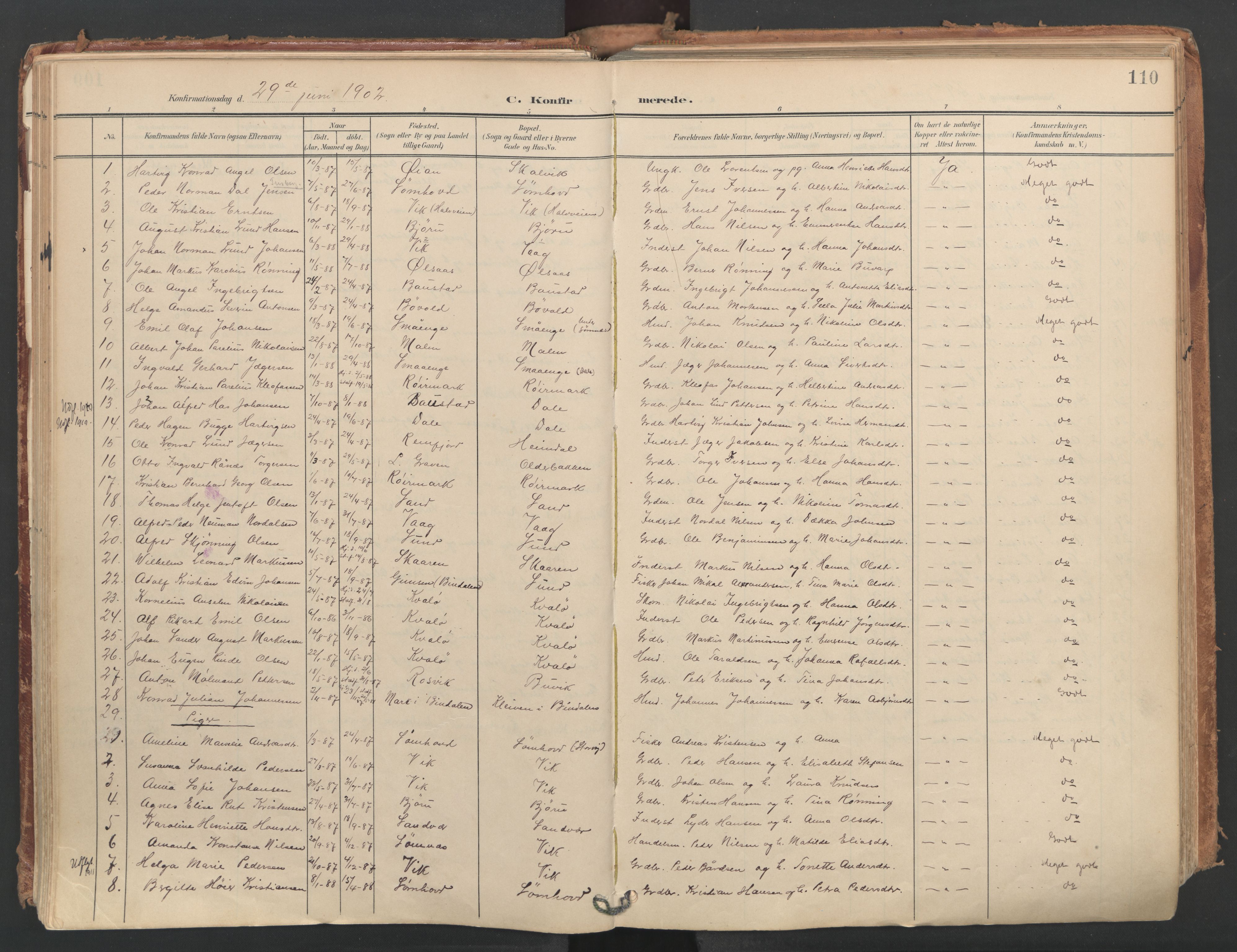 Ministerialprotokoller, klokkerbøker og fødselsregistre - Nordland, SAT/A-1459/812/L0180: Parish register (official) no. 812A09, 1901-1915, p. 110