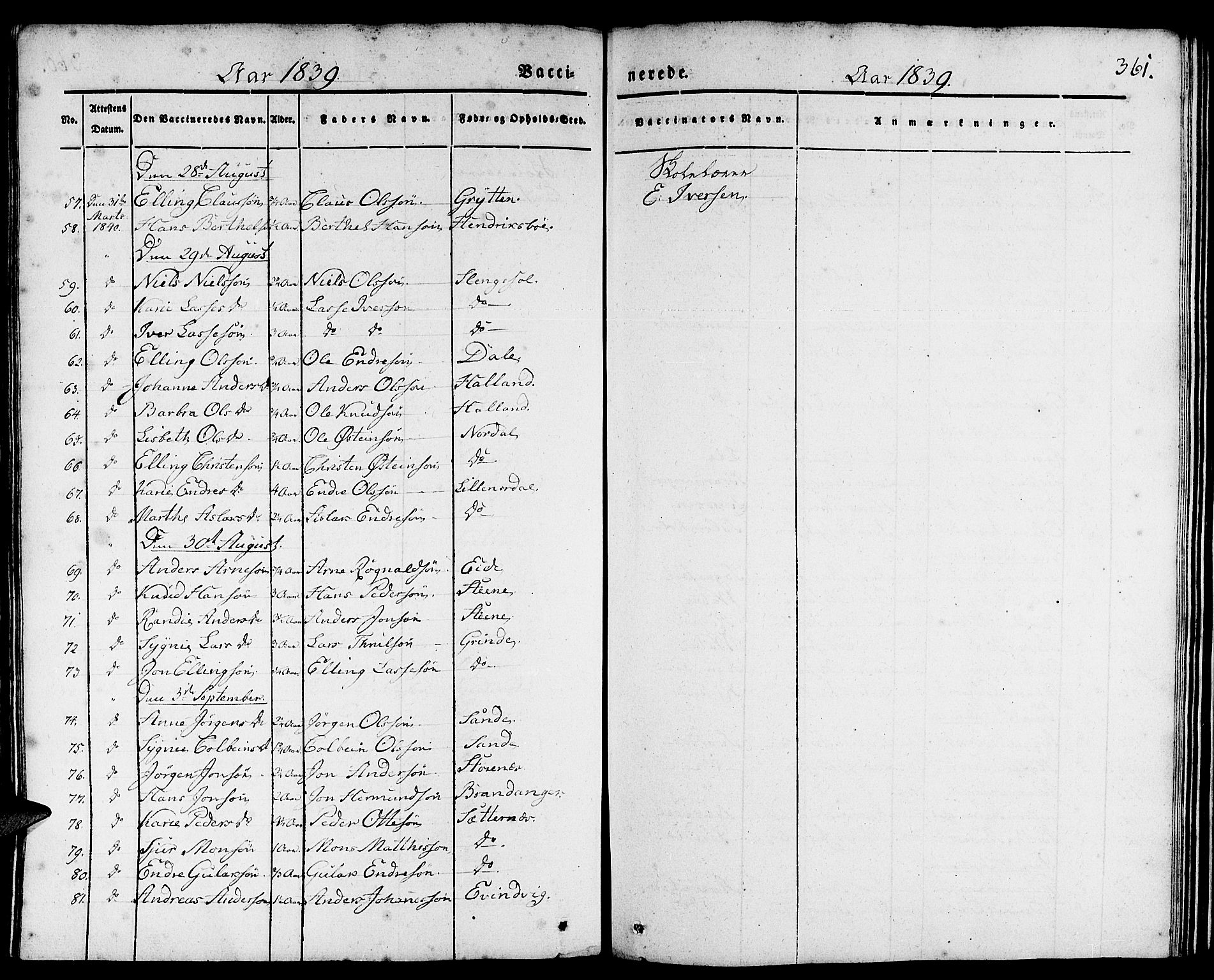 Gulen sokneprestembete, AV/SAB-A-80201/H/Haa/Haaa/L0020: Parish register (official) no. A 20, 1837-1847, p. 361