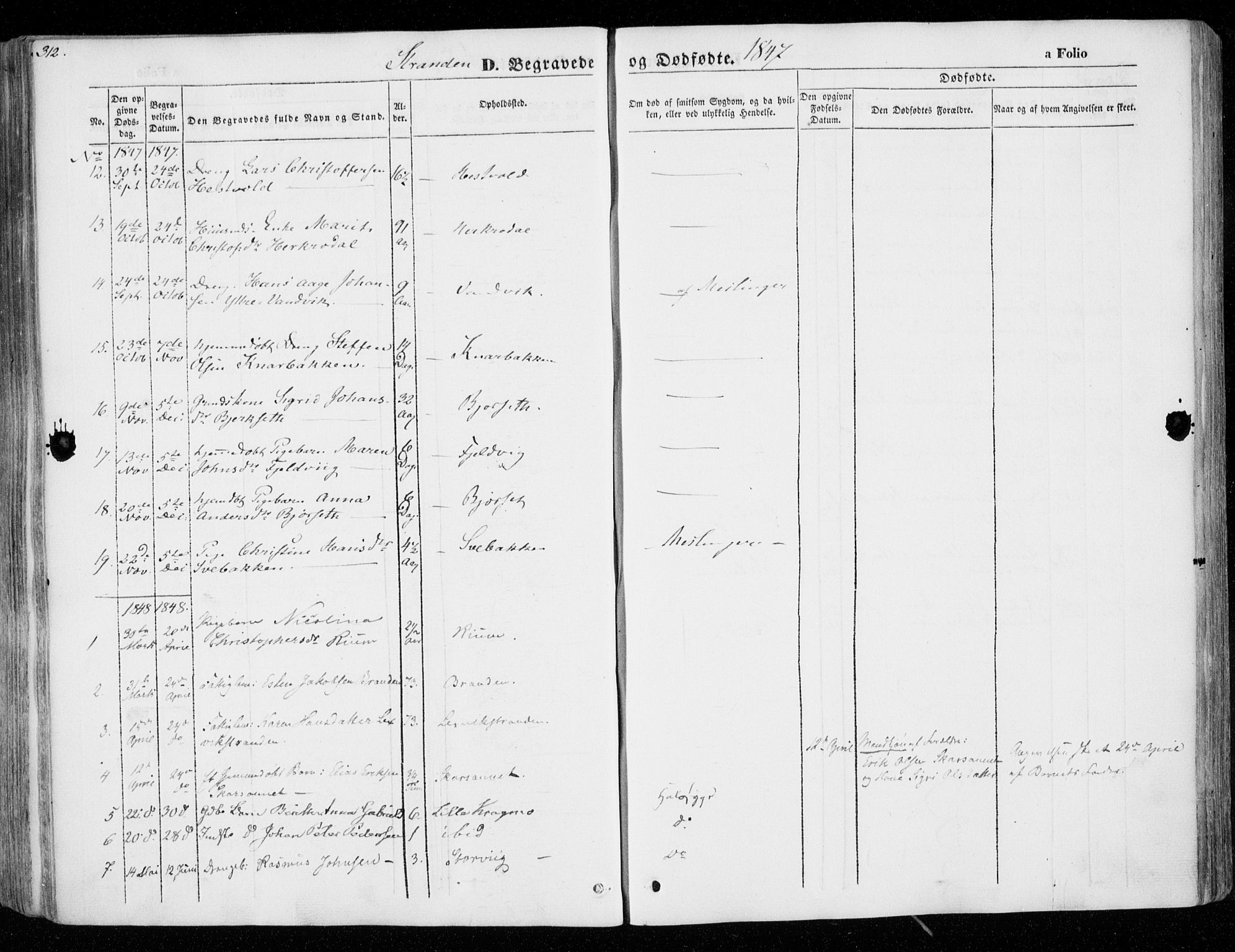 Ministerialprotokoller, klokkerbøker og fødselsregistre - Nord-Trøndelag, SAT/A-1458/701/L0007: Parish register (official) no. 701A07 /2, 1842-1854, p. 312