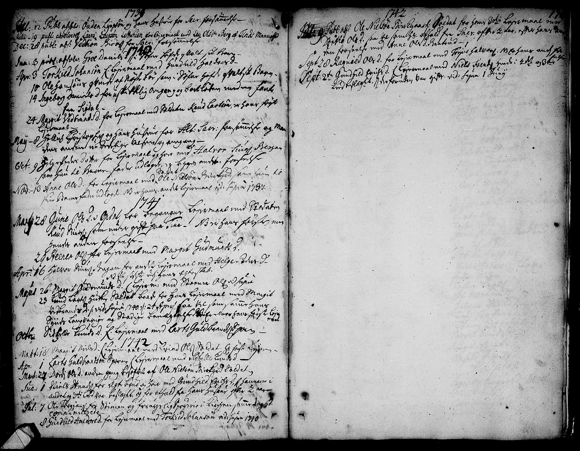 Rollag kirkebøker, AV/SAKO-A-240/F/Fa/L0002: Parish register (official) no. I 2, 1714-1742, p. 176