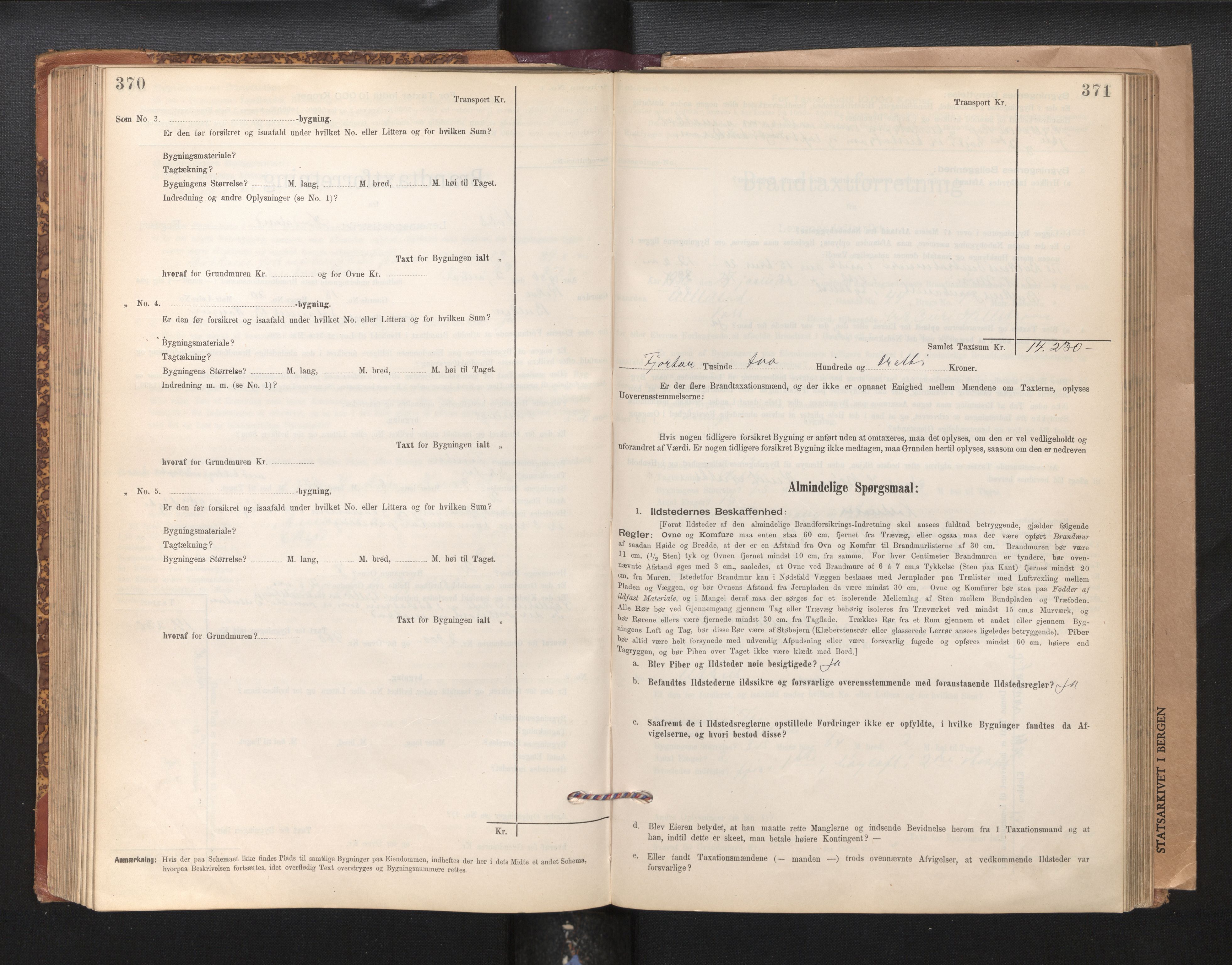 Lensmannen i Voss, SAB/A-35801/0012/L0008: Branntakstprotokoll, skjematakst, 1895-1945, p. 370-371