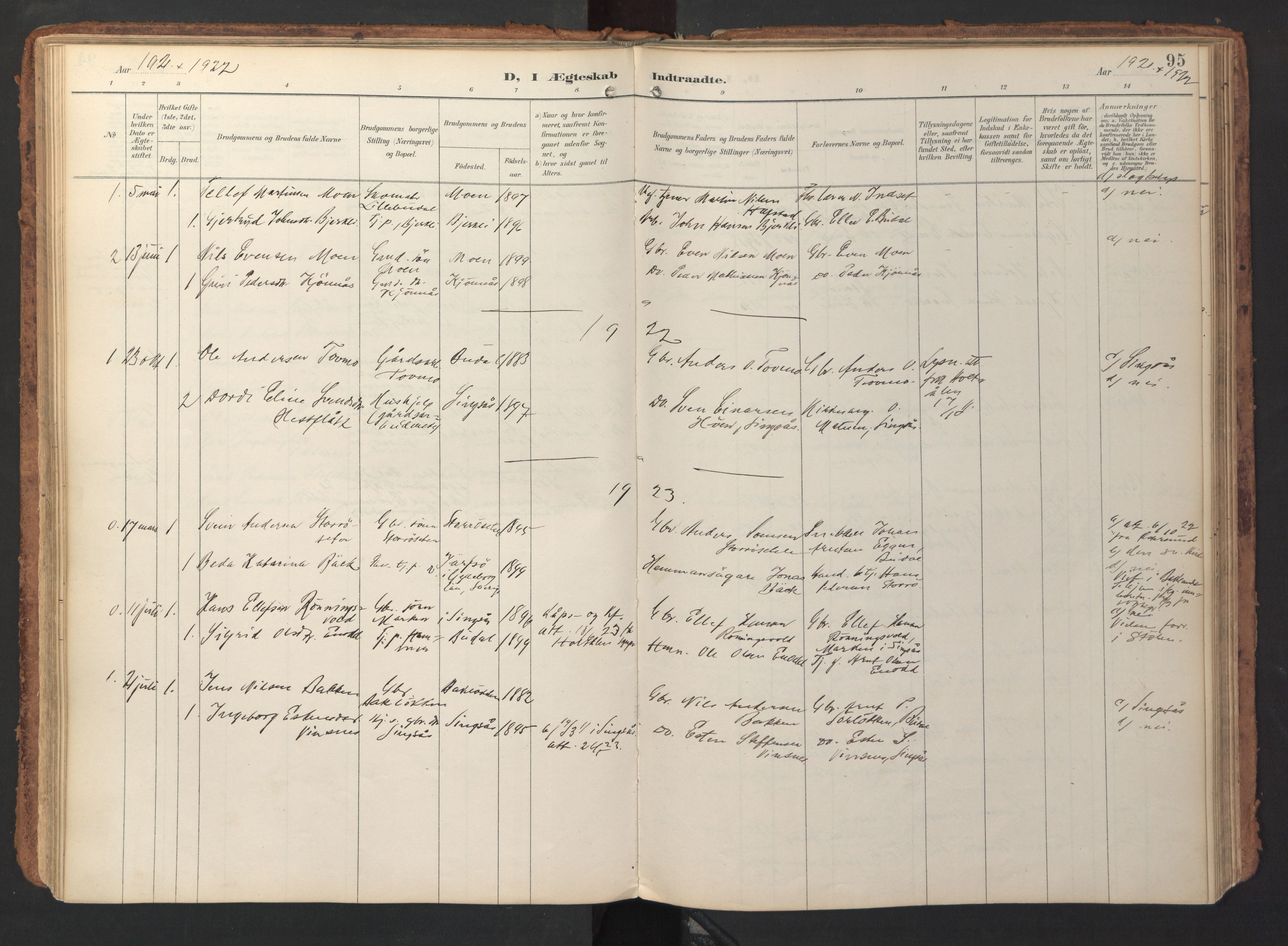 Ministerialprotokoller, klokkerbøker og fødselsregistre - Sør-Trøndelag, SAT/A-1456/690/L1050: Parish register (official) no. 690A01, 1889-1929, p. 95