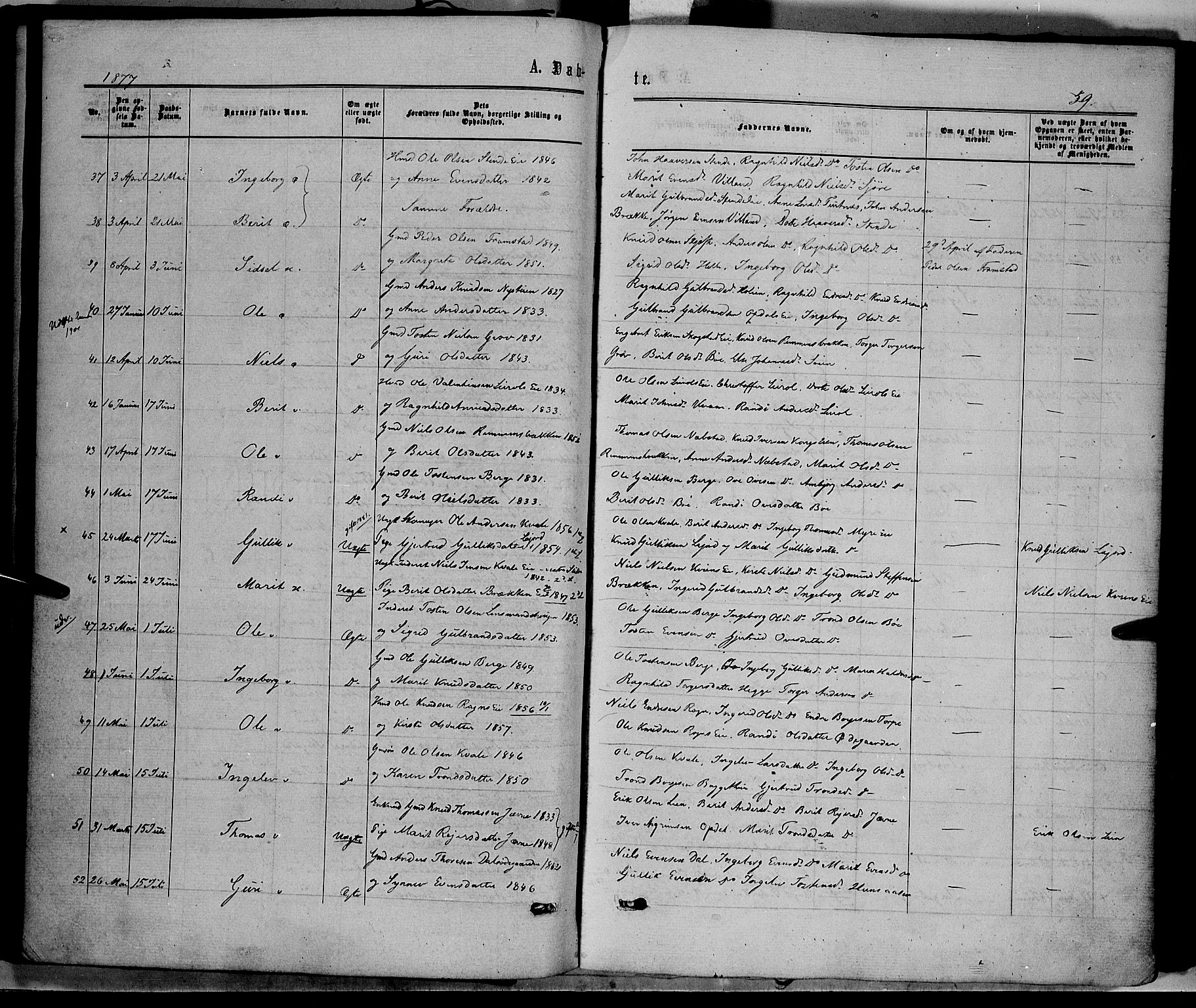 Vang prestekontor, Valdres, SAH/PREST-140/H/Ha/L0007: Parish register (official) no. 7, 1865-1881, p. 59