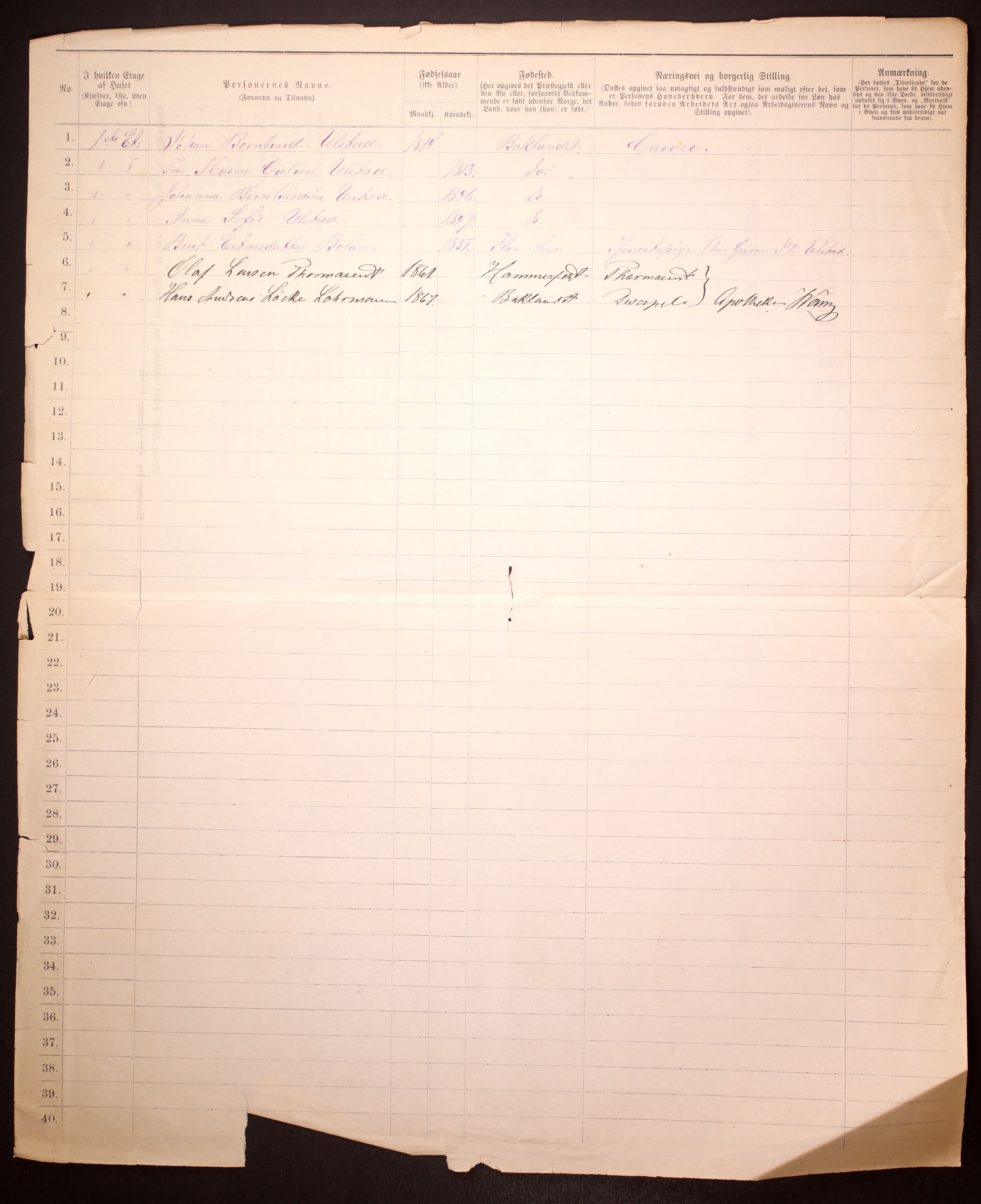 SAT, 1885 census for 1601 Trondheim, 1885, p. 2723