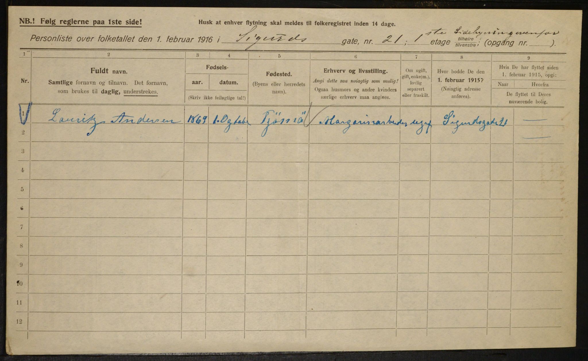 OBA, Municipal Census 1916 for Kristiania, 1916, p. 97519