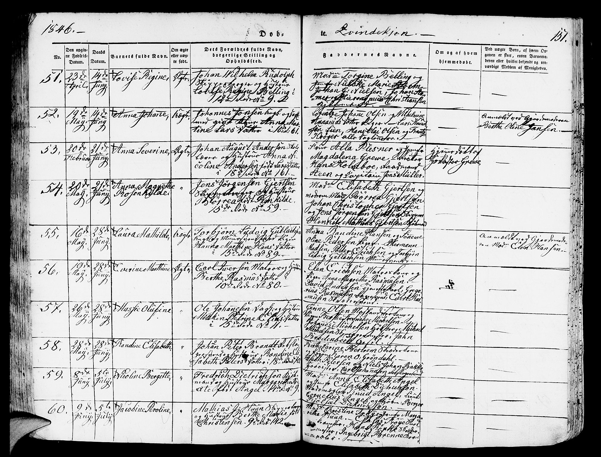 Domkirken sokneprestembete, AV/SAB-A-74801/H/Hab/L0009: Parish register (copy) no. B 2, 1842-1849, p. 151