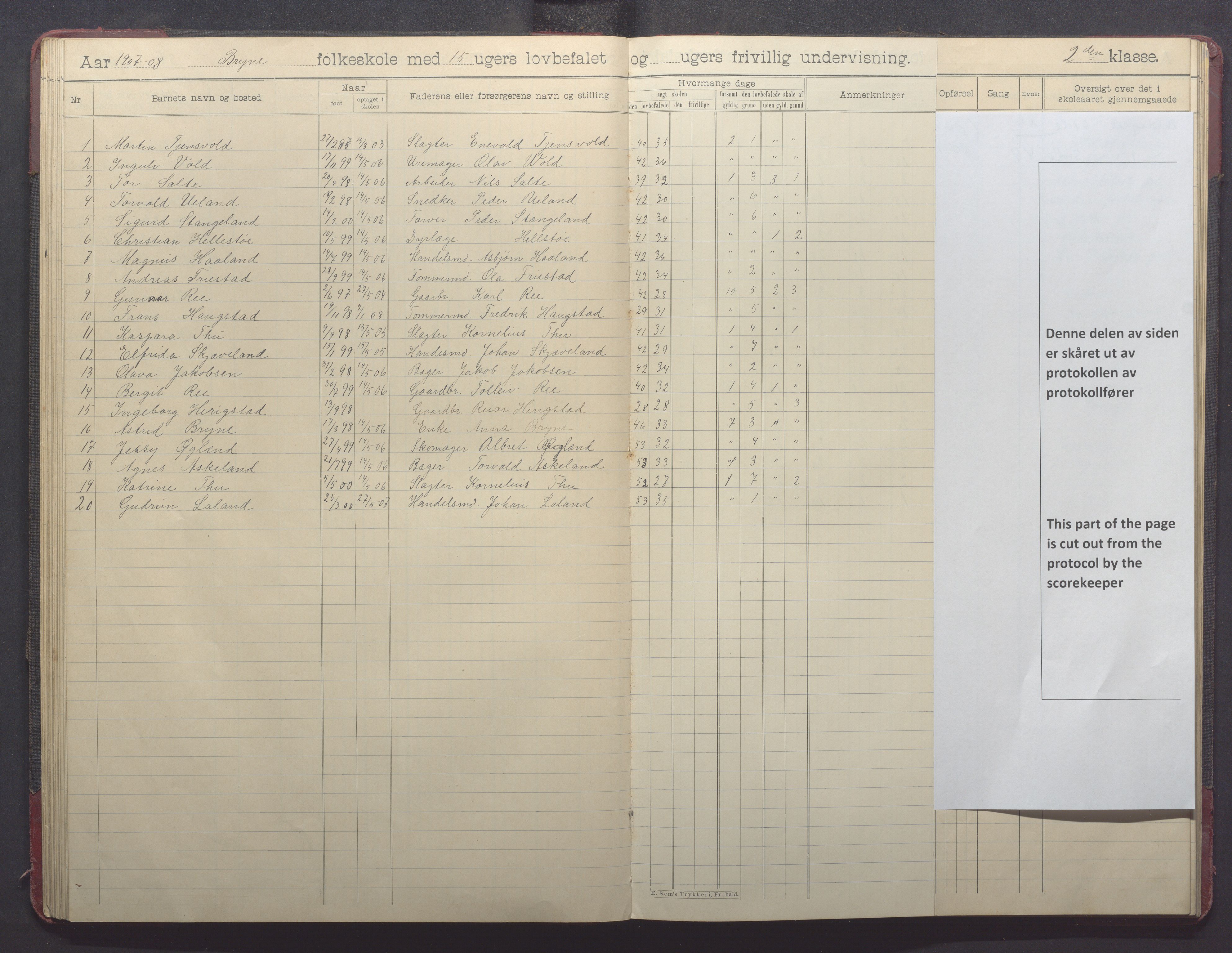 Time kommune - Bryne skule, IKAR/K-100797/H/L0002: Skoleprotokoll, 1902-1917, p. 49