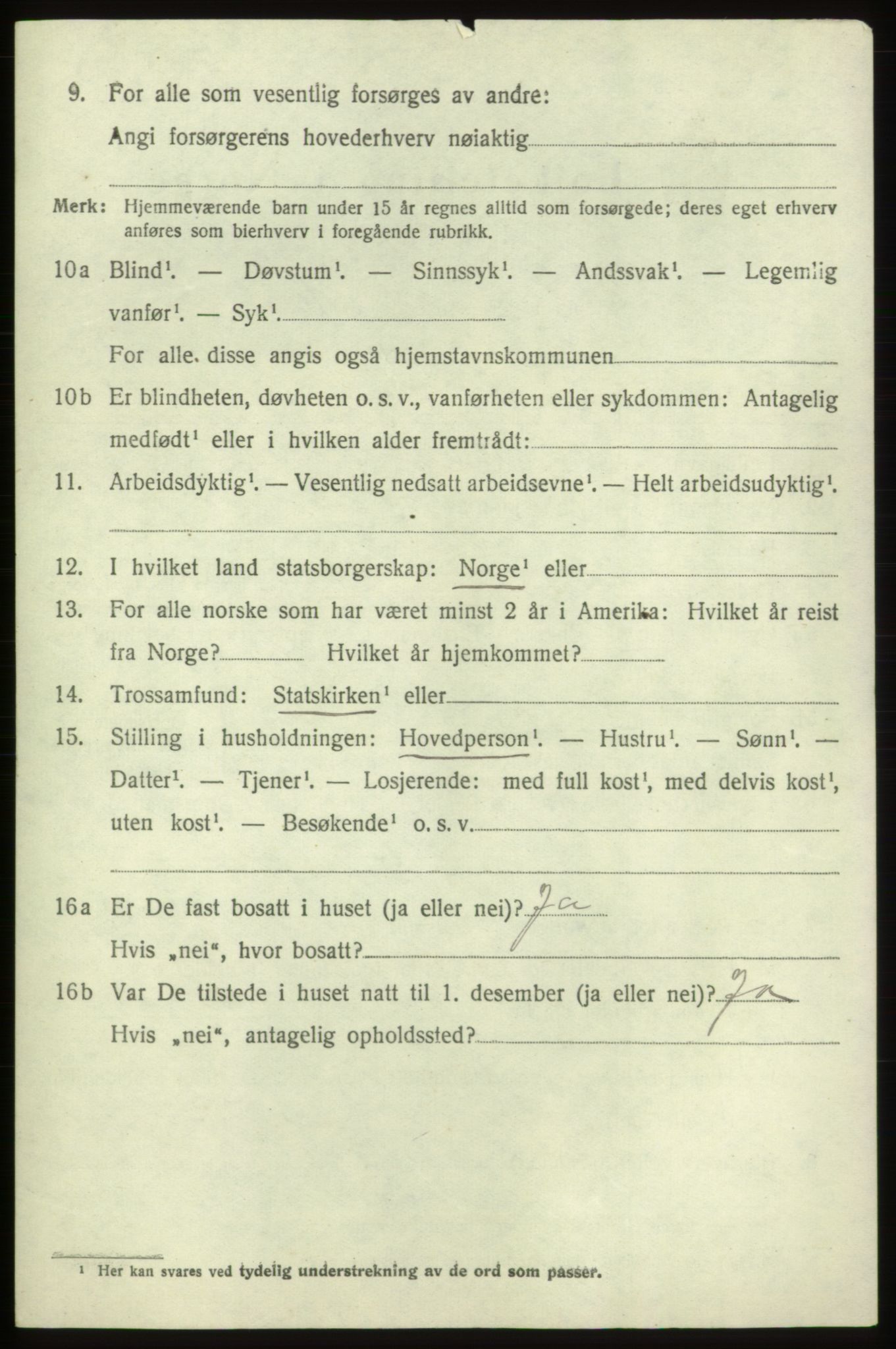 SAB, 1920 census for Tysnes, 1920, p. 2265